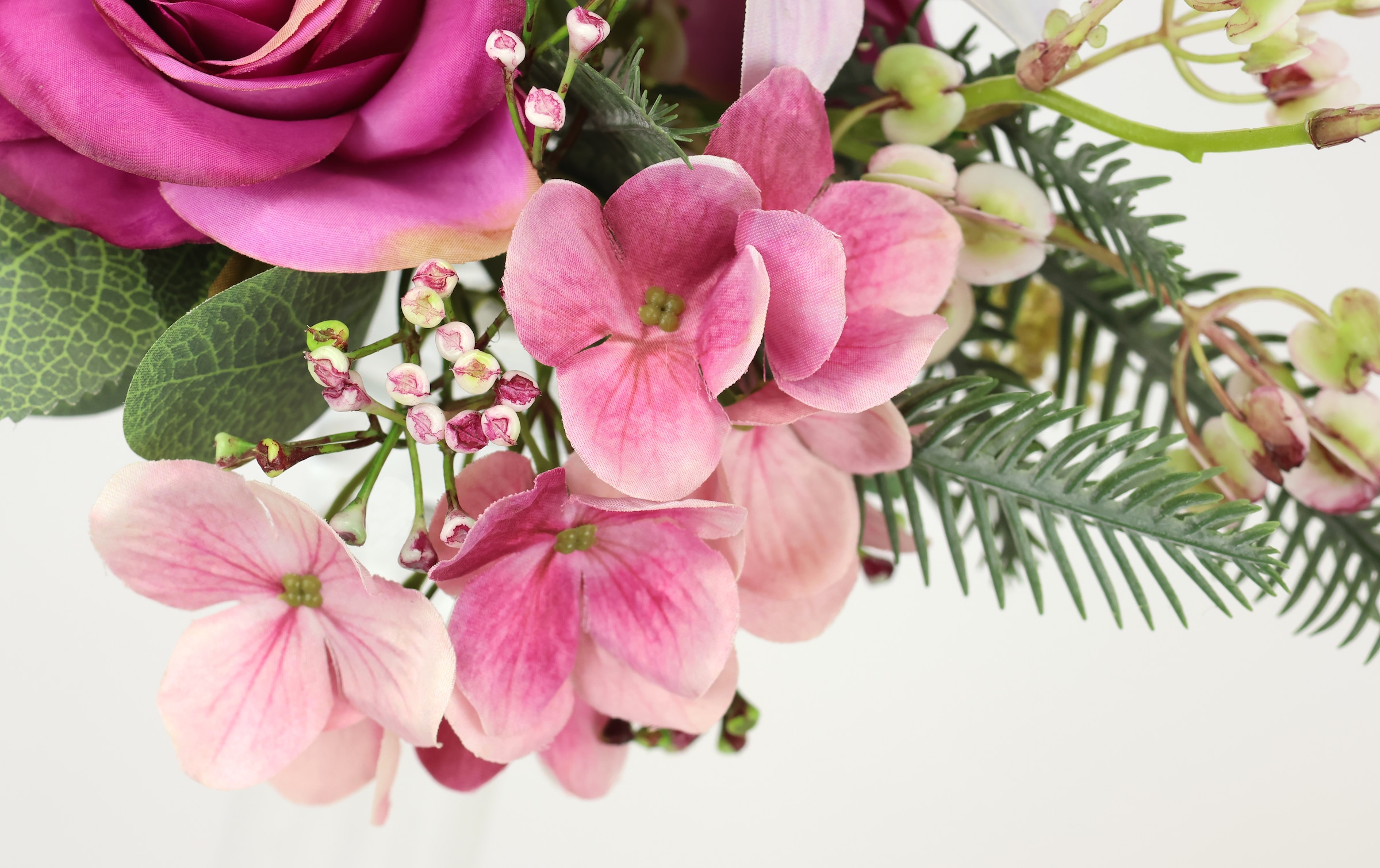 I.GE.A. Kunstblume »Kunstblumen-Strauß Rosen Lilien Hortensie«, Blumenstrauß Bouquet Blume Grabschmuck Aufleger Grabdeko