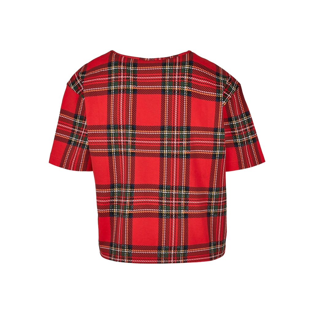 URBAN CLASSICS T-Shirt »Urban Classics Damen Ladies AOP Tartan Short Oversized Tee«, (1 tlg.)