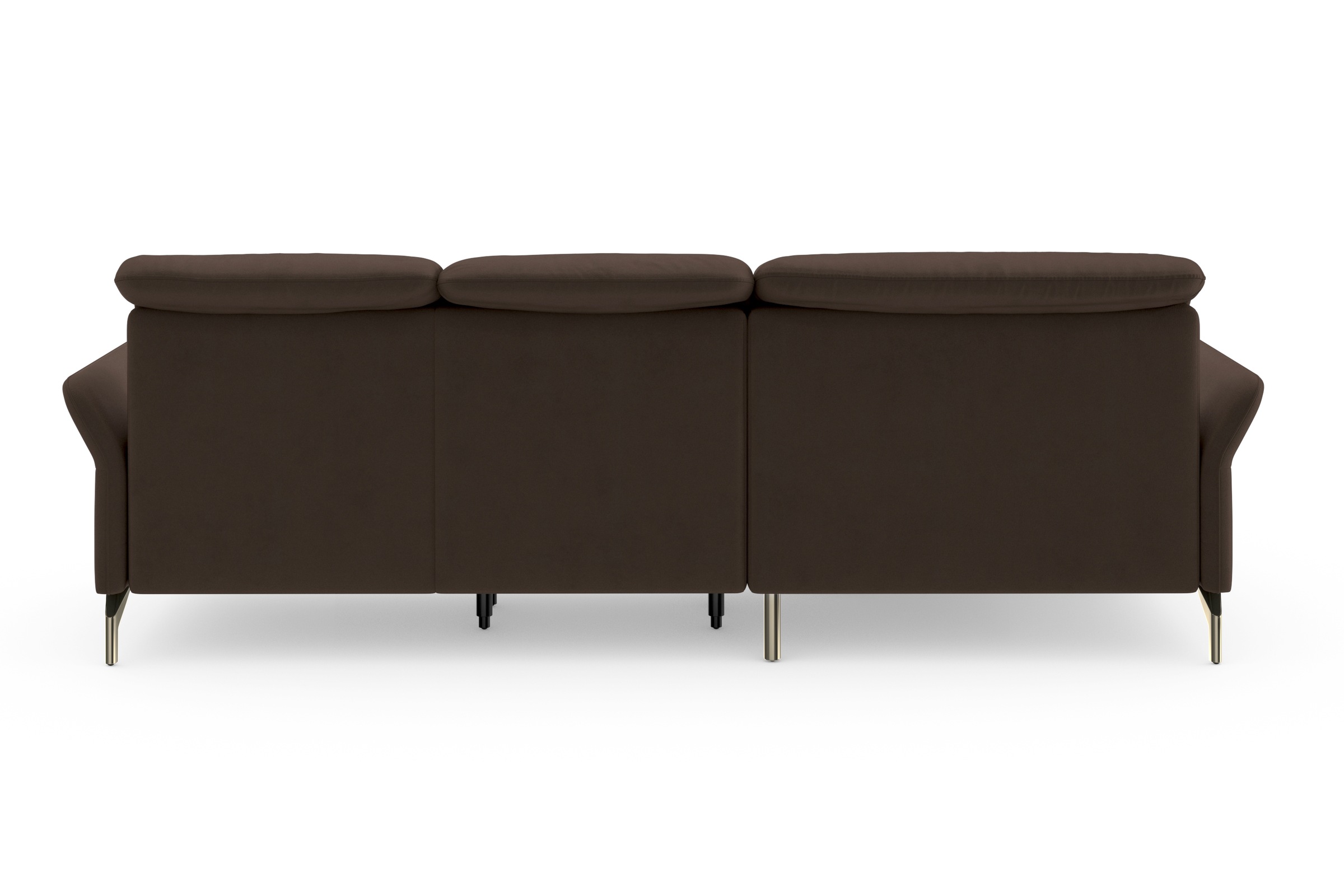 Ecksofa SIT & MORE "Fashion L-Form", braun (dunkelbraun), B:253cm H:84cm T:165cm, Sofas, Ecksofa, wahlweise mit Kopfteilverstellung, Vorziehsitz, motorisch, Nickelfüße 6