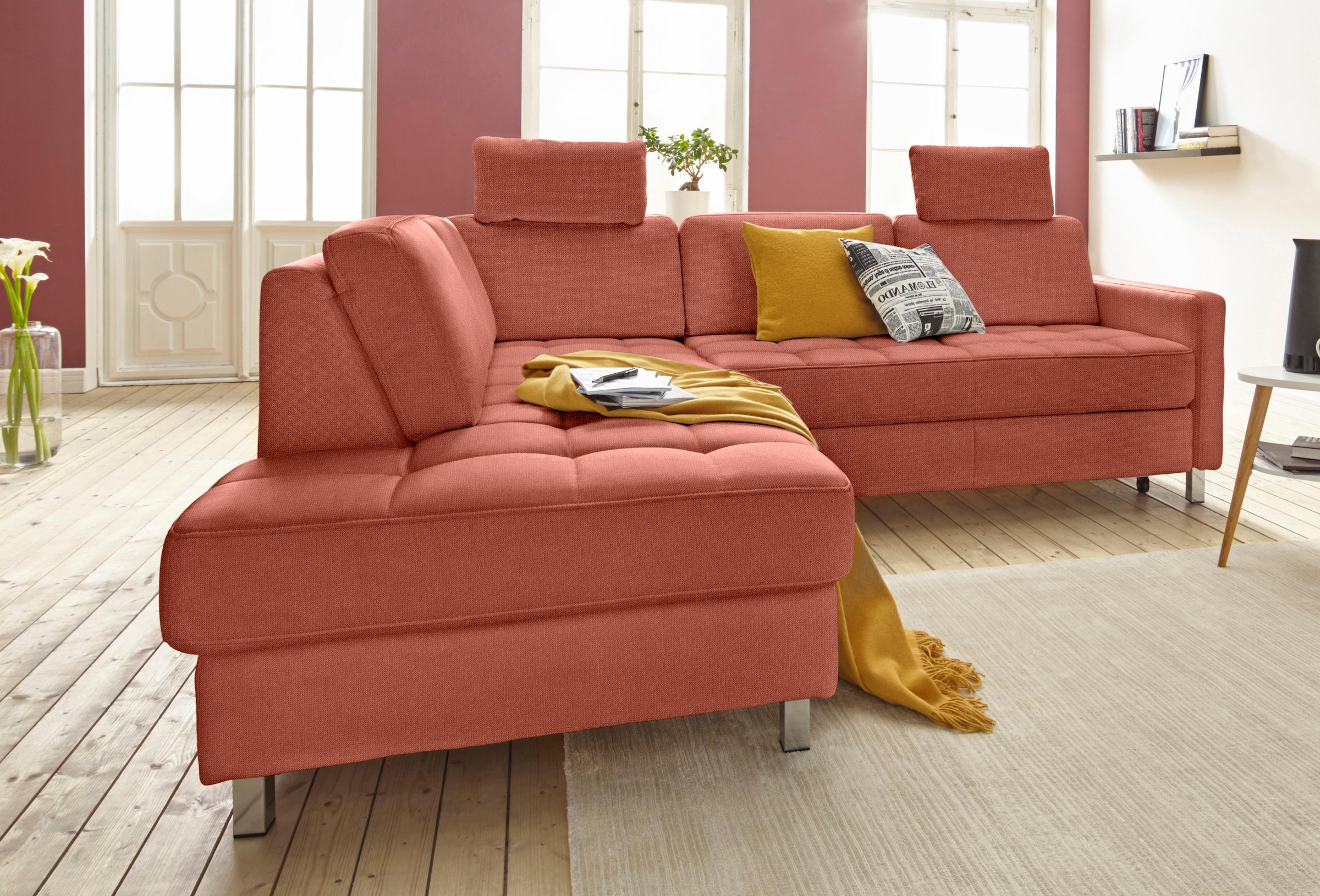 sit&more Ecksofa "Pablo L-Form", wahlweise mit Bettfunktion und Bettkasten