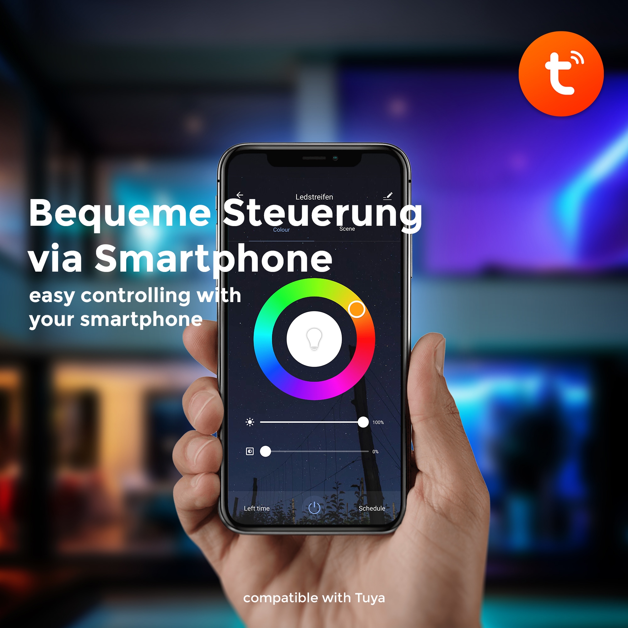 B.K.Licht LED-Streifen, 3m Smart Home LED Band/Stripes dimmbar mit WiFi App-Steuerung