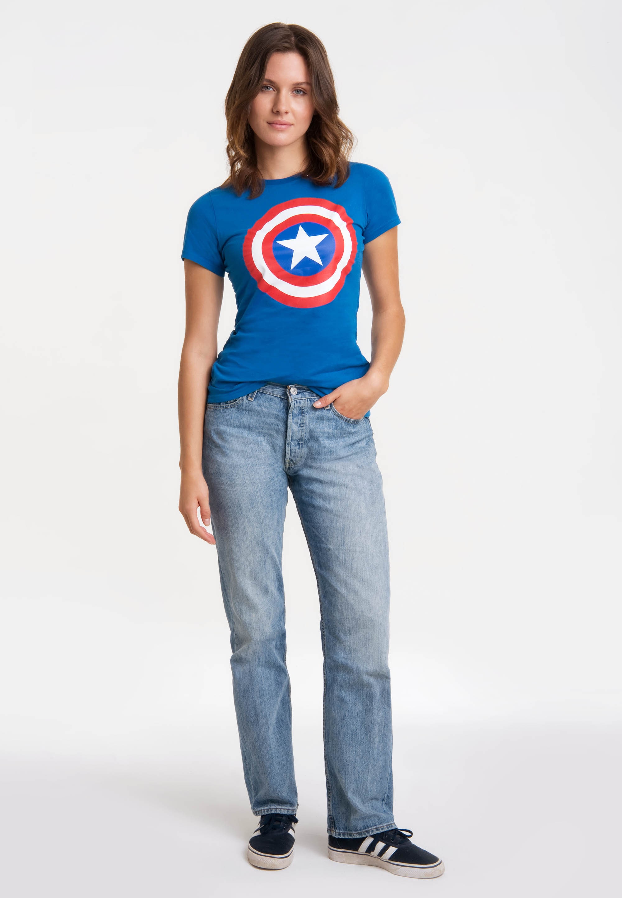 LOGOSHIRT T-Shirt »Print Marvel Comics Captain America«, mit lizenzierten Print