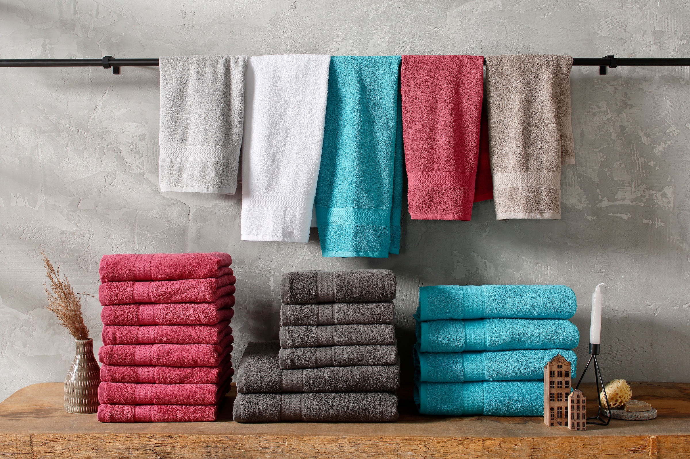 my home Handtuch Set »Juna«, Bordüre, auf BAUR mit Handtücher 100% Walkfrottee, Handtuch-Set, Set, Baumwolle in | Uni-Farben, 6 Rechnung tlg