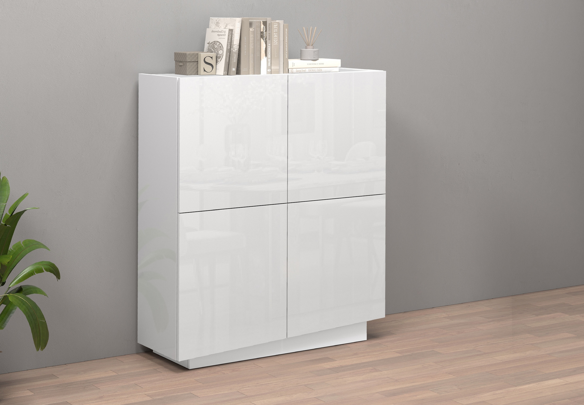 INOSIGN Highboard »VELA, Highboard, Höhe 120 cm,Design mit schrägen Türen«, (1 St.), Made in Italy, Maße-B/T/H: 100x35x120,hohes Sideboard,Anrichte,Kommode