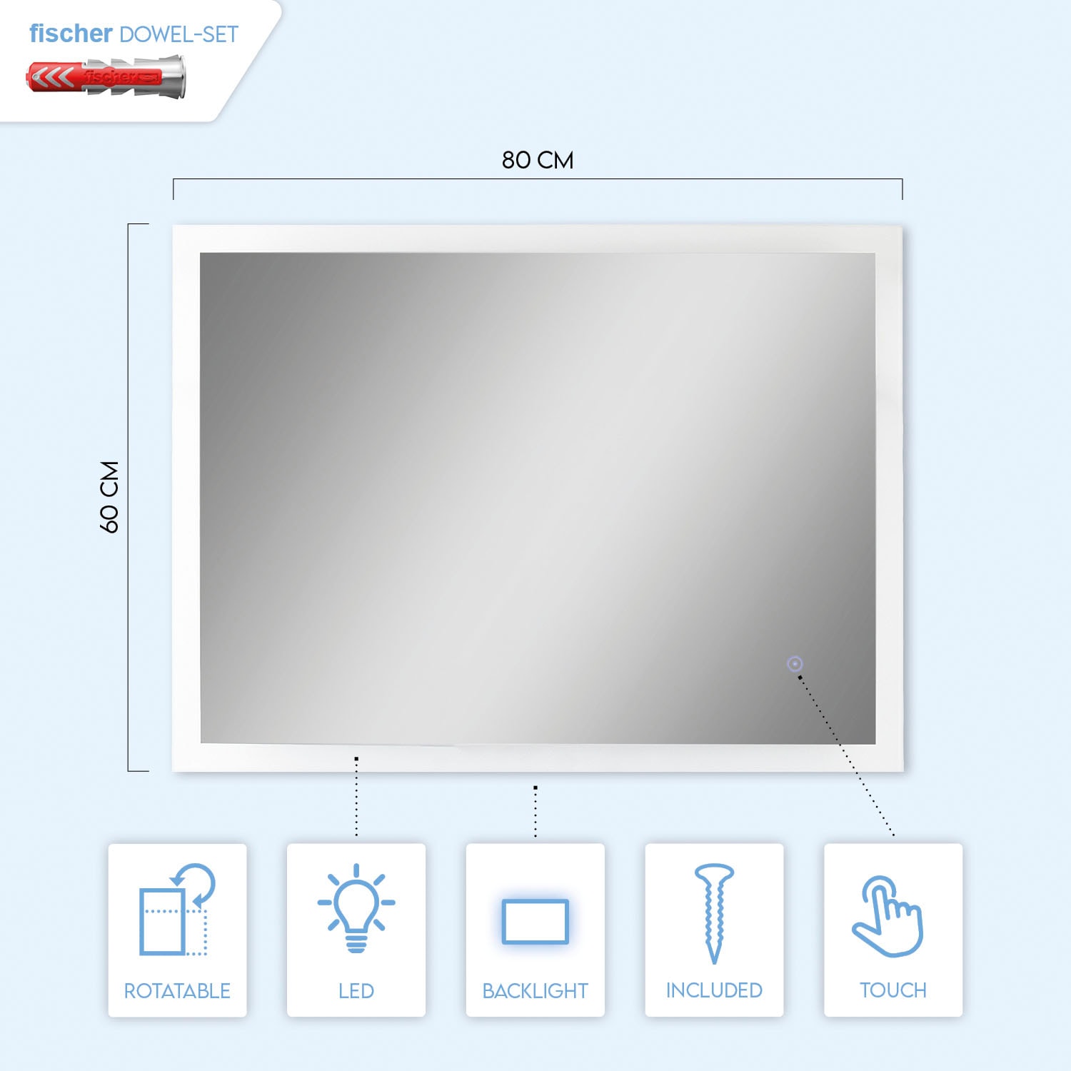 »BECKY«, | 4000 Beleuchteter Spiegel Wandspiegel Paco Home BAUR K Wandleuchte LED Touch-Schalter