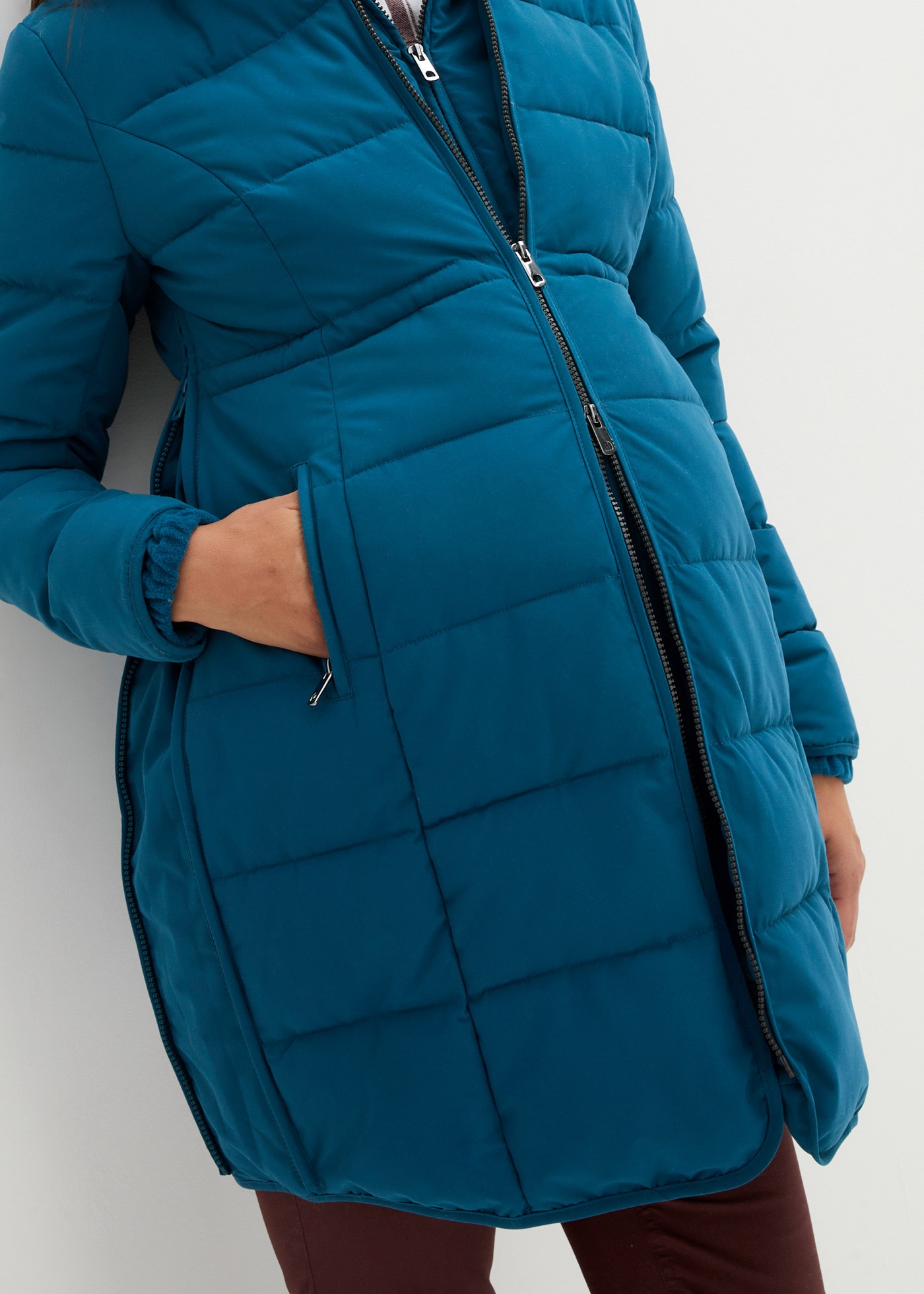 bonprix Umstandsjacke »3-in-1 warm wattierte Umstands- und Tragejacke« mit Kapuze Wattierte warme Winterjacke 3-in-1 warm Umstands- und Tragefunktion