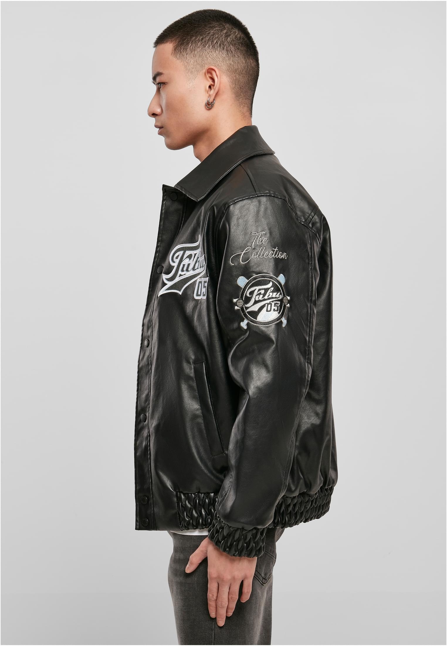 FUBU VARSITY LEATHER JACKET BLACK FM224-043-1