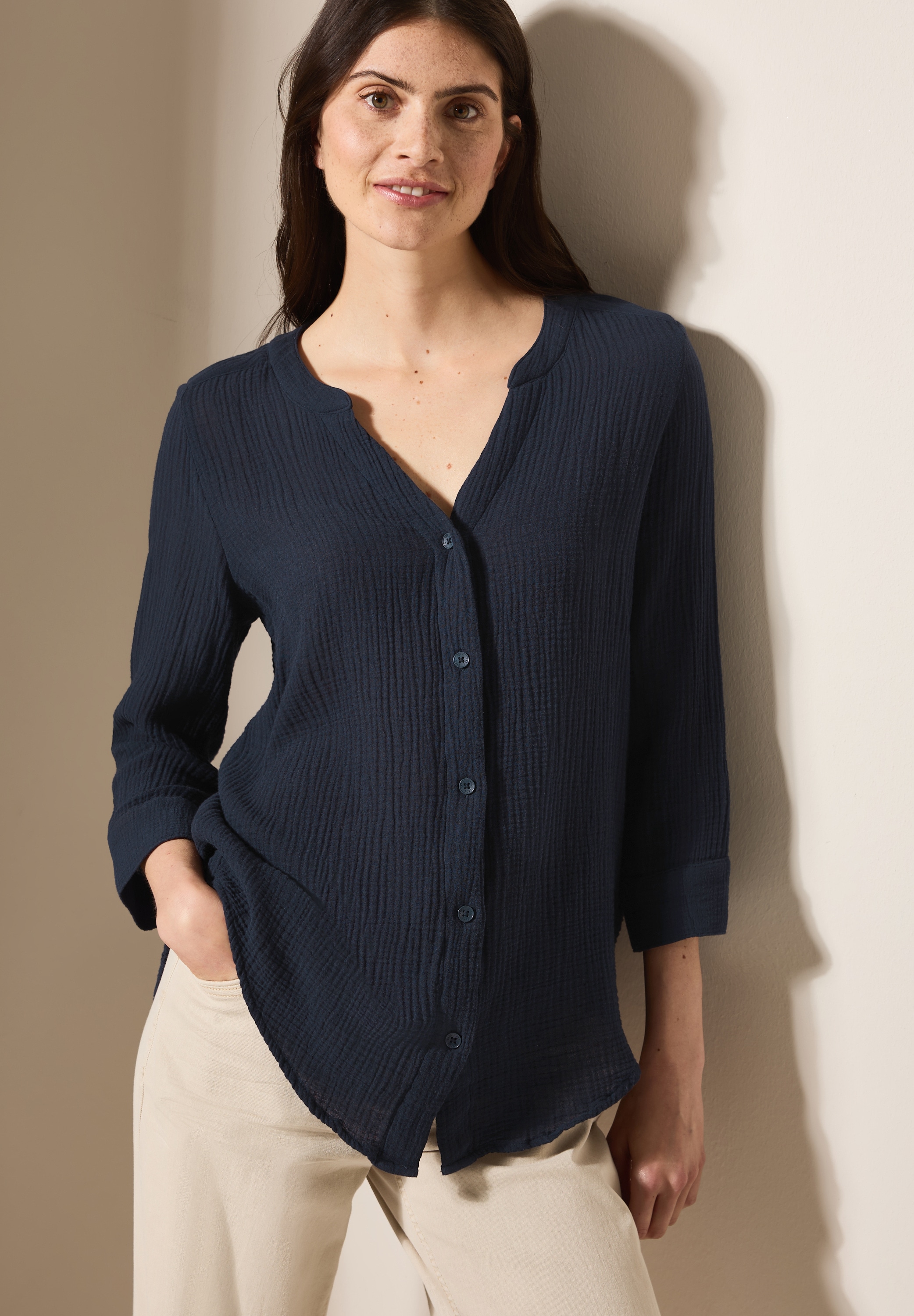 Cecil Shirtbluse, 3/4-Arm Musselin-Optik günstig online kaufen