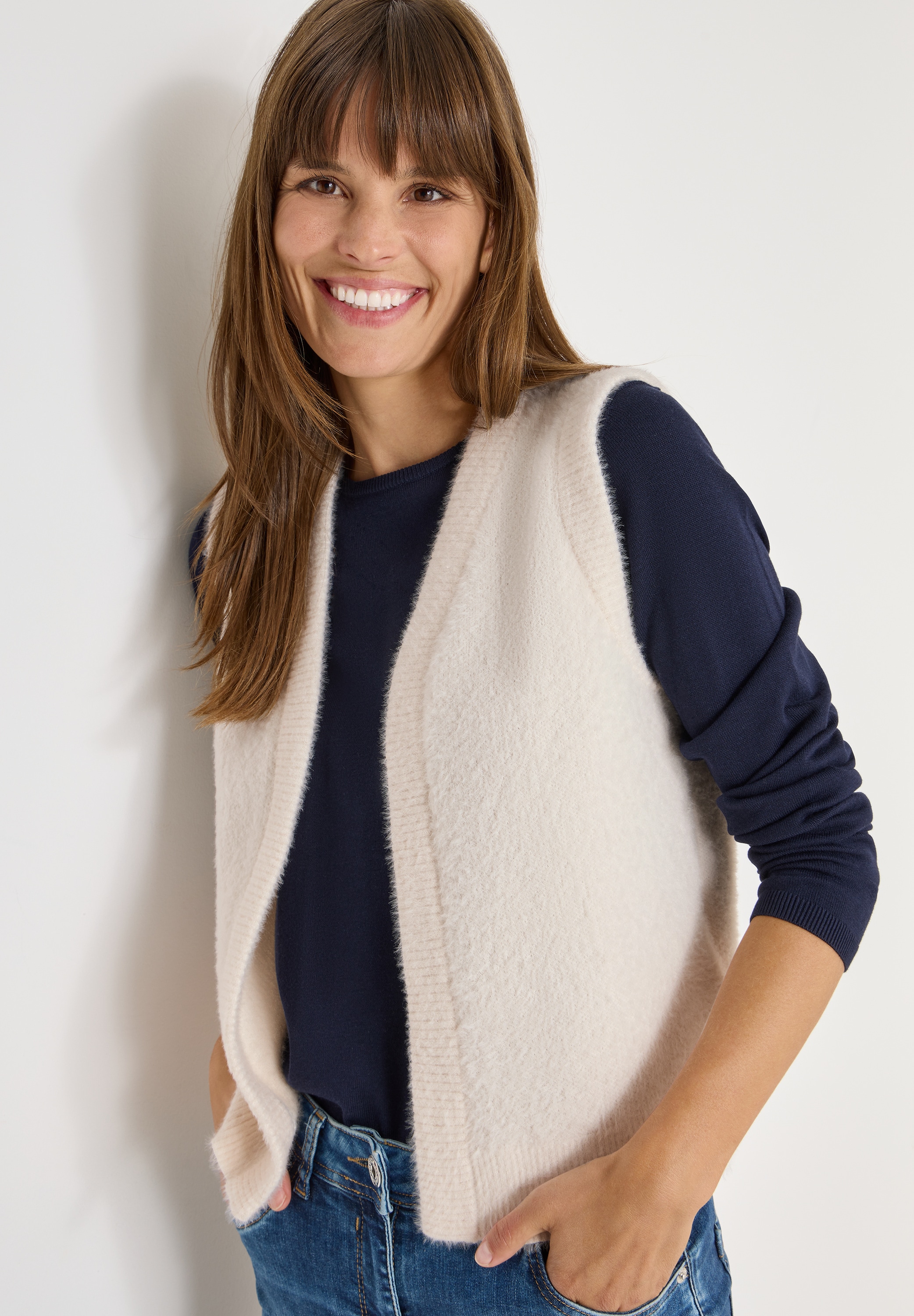 Cecil Plüschweste Federgarnweste, offen günstig online kaufen