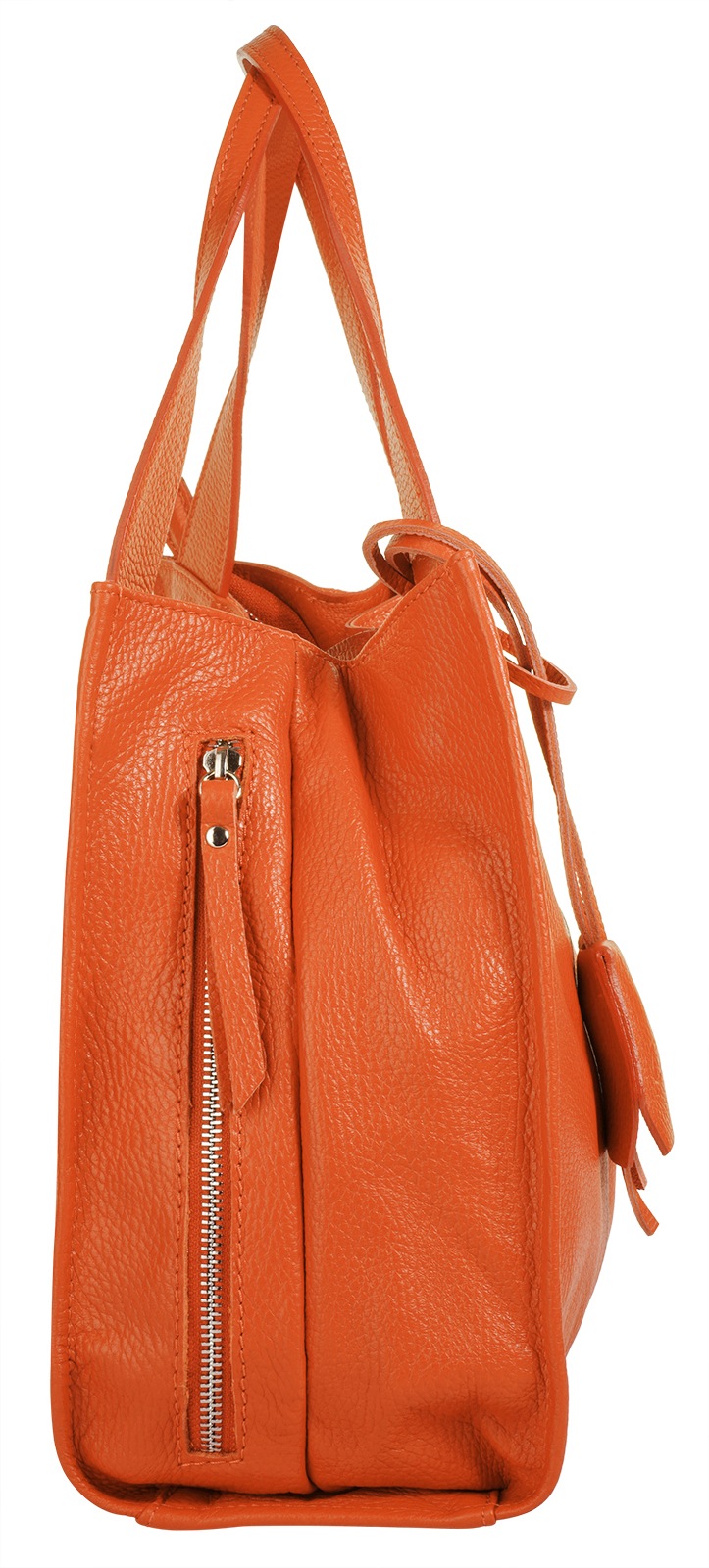 Shopper CLUTY, Damen, Gr. B/H/T: 40cm x 28cm x 11cm onesize, orange, Leder, leicht glänzend, unifarben, Taschen Shopper, echt Leder, Made in Italy 3