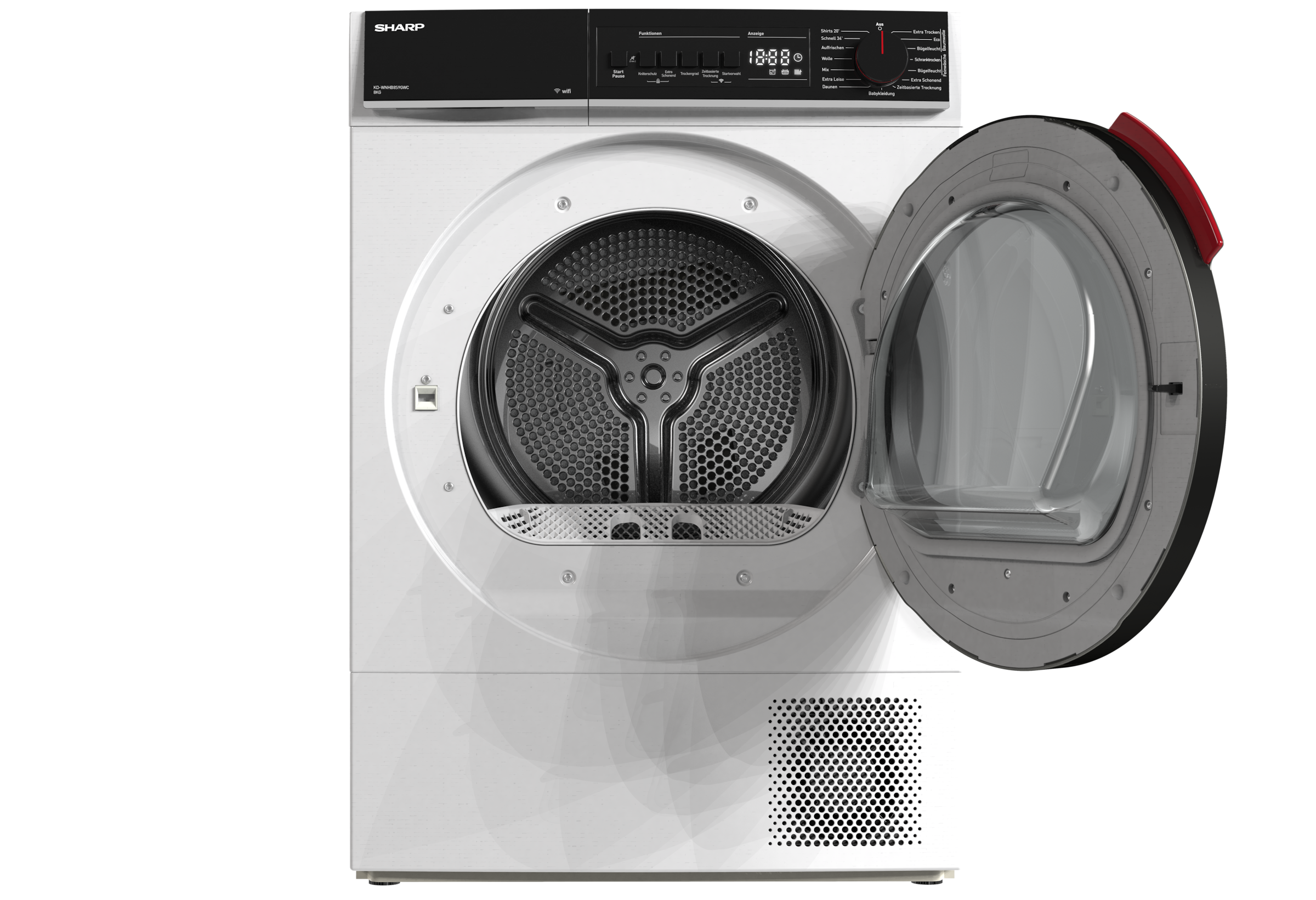 Sharp Wärmepumpentrockner »KD-WNHB8S9GWC-DE« 8kg / +WIFI / EEKC / 2 Tasten / XXL-Tür voll-schwarz / Weiß
