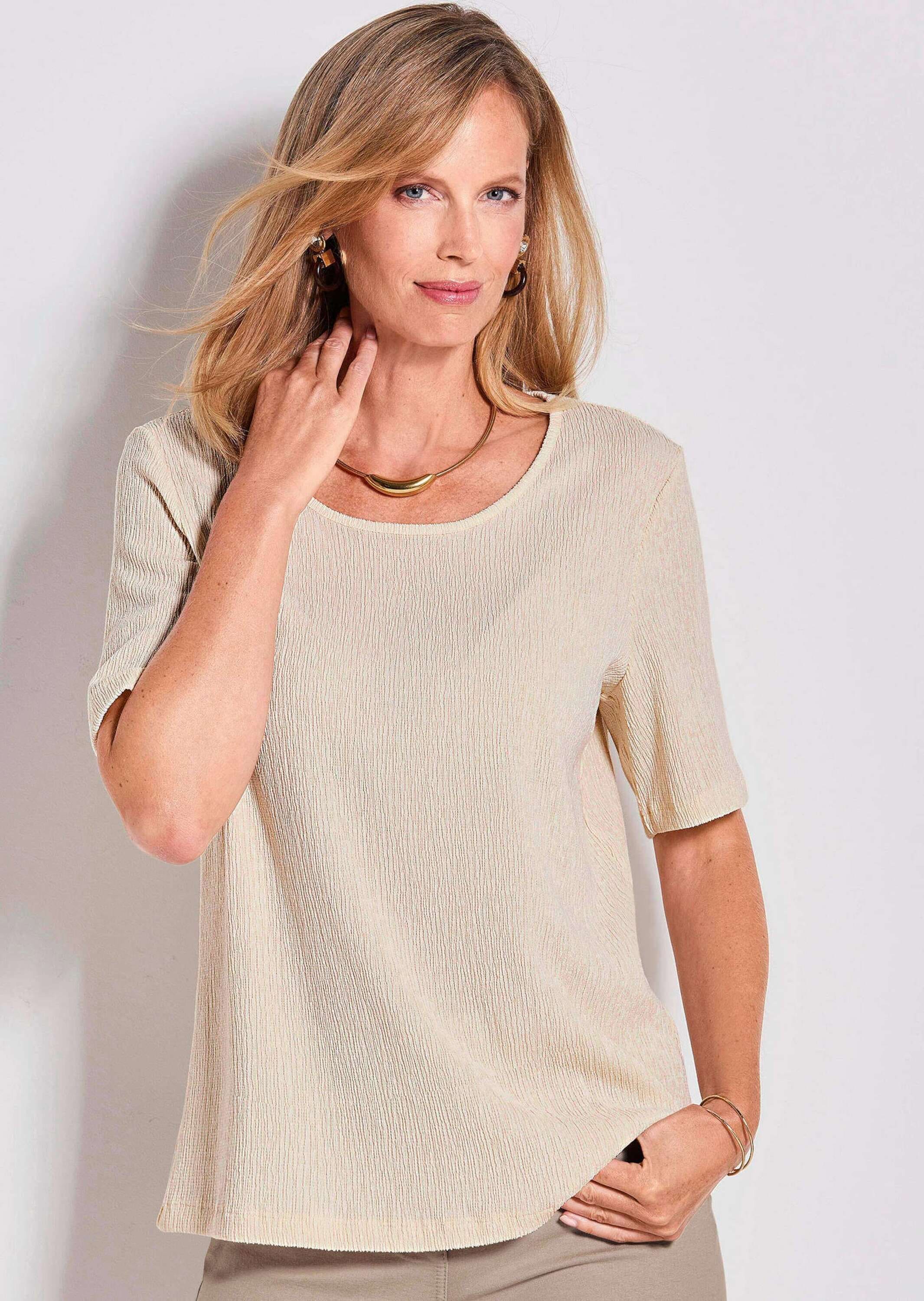 GOLDNER Kurzarmshirt »Braunes Halbarm-Oberteil«