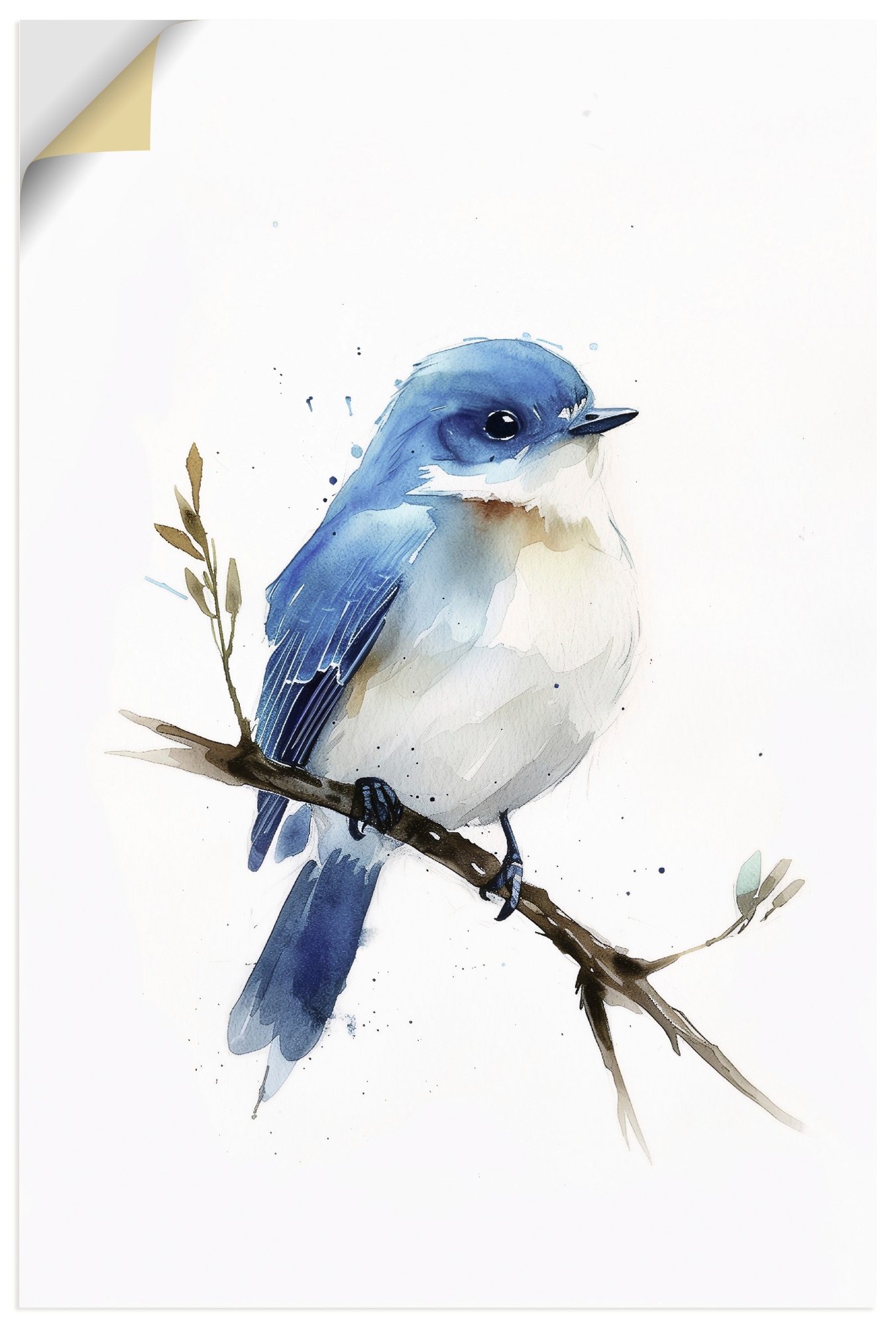 Wandbild ARTLAND "Aquarell Berghüttensänger", farbe bild(er): blau, B:20cm H:30cm, Bilder, als Alubild, Leinwandbild, Poster, Wandaufkleber in verschied. Größen