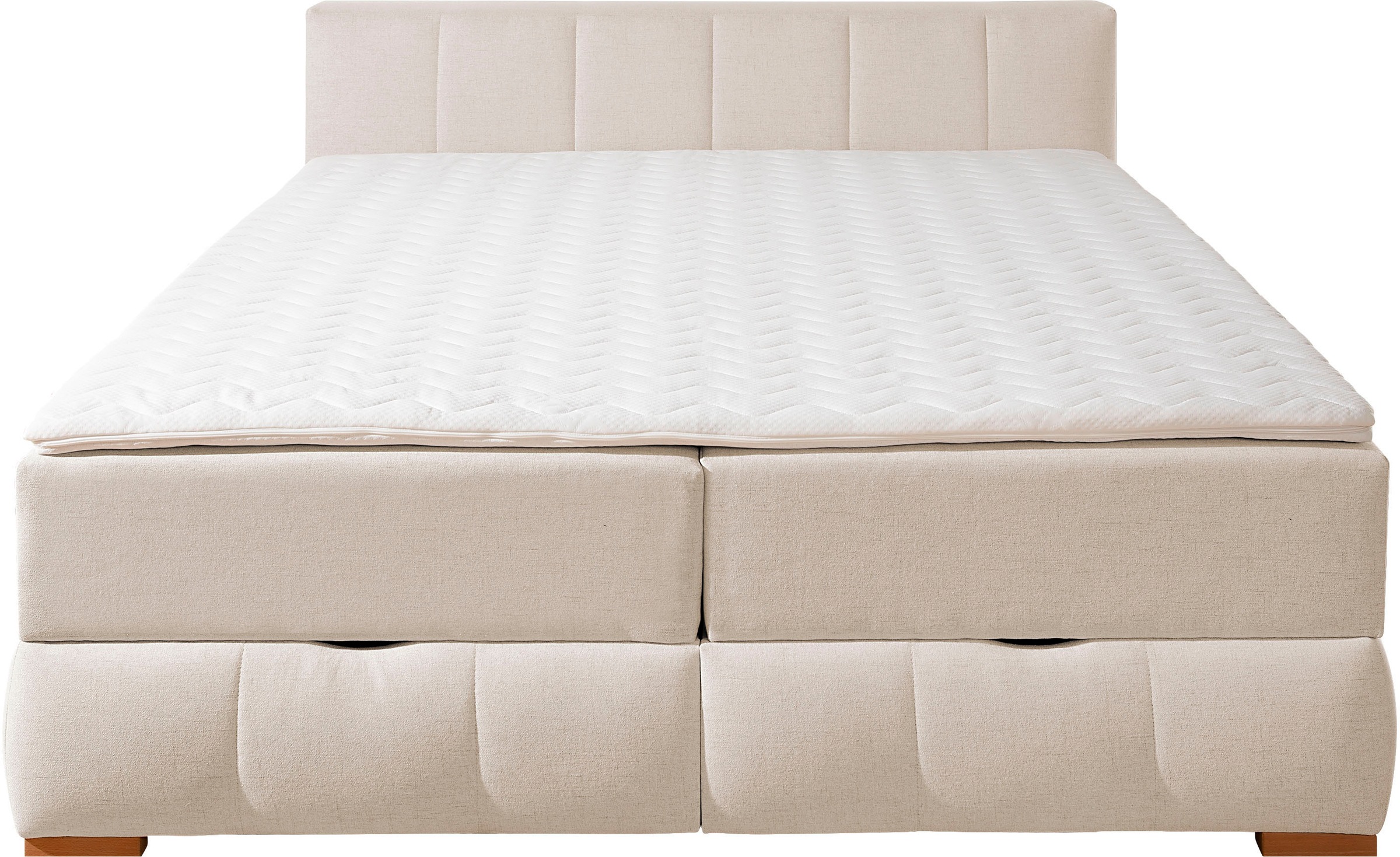 Boxbett HOME AFFAIRE "Chelles", beige (beige, natur), B:167cm L:225cm, Komplettbetten, inkl. Topper und Bettkasten 2