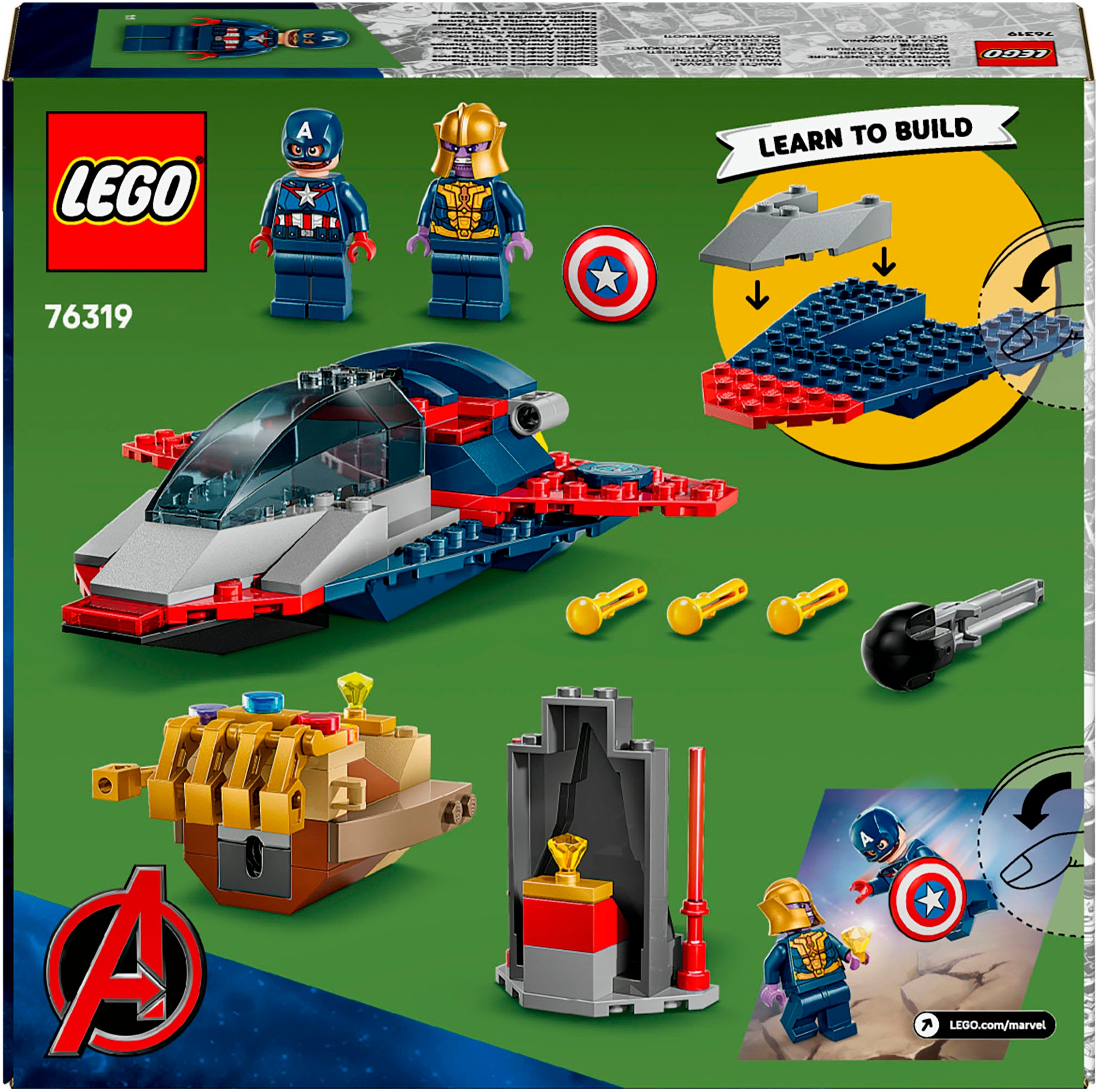 LEGO® Konstruktionsspielsteine »Captain America vs. Thanos (76319), LEGO Super Heroes«, (107 St.), Made in Europe