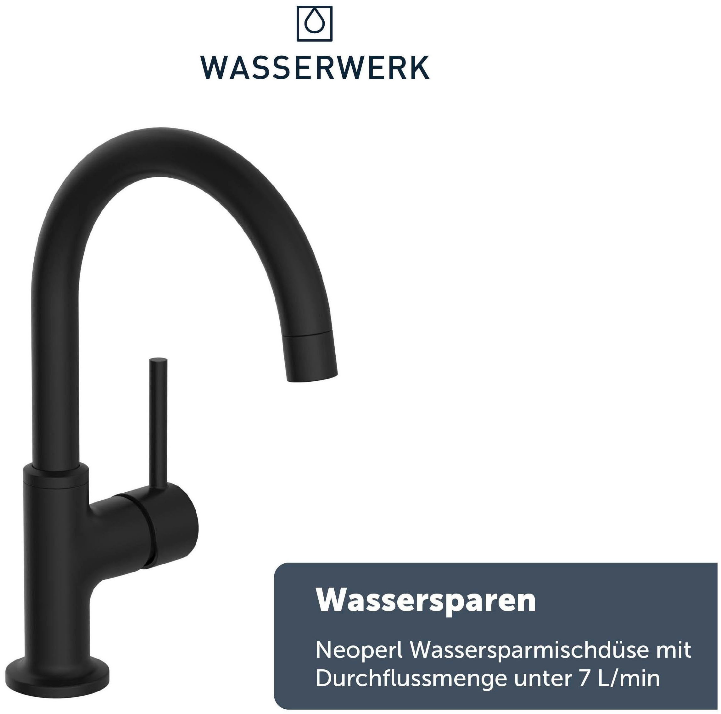 WASSERWERK Waschtischarmatur »WT 14«, inkl. Popup, 360° schwenkbar, geräuscharm, wassersparend