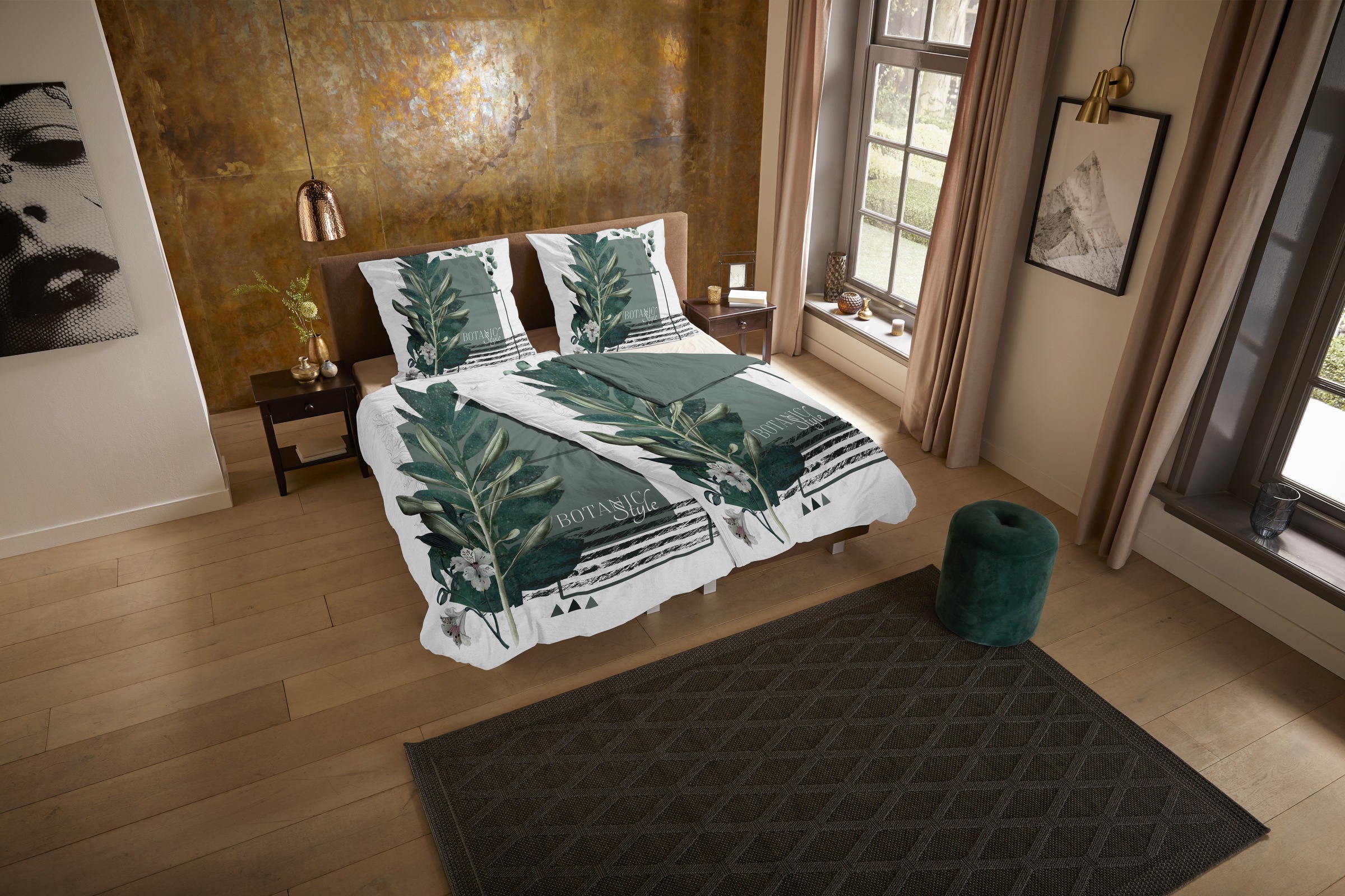 PURE luxury collection Wendebettwäsche »Green Boho«, Mikrofaser, Pflegeleicht, Weich, Reißverschluss, Wendeoptik, Boho