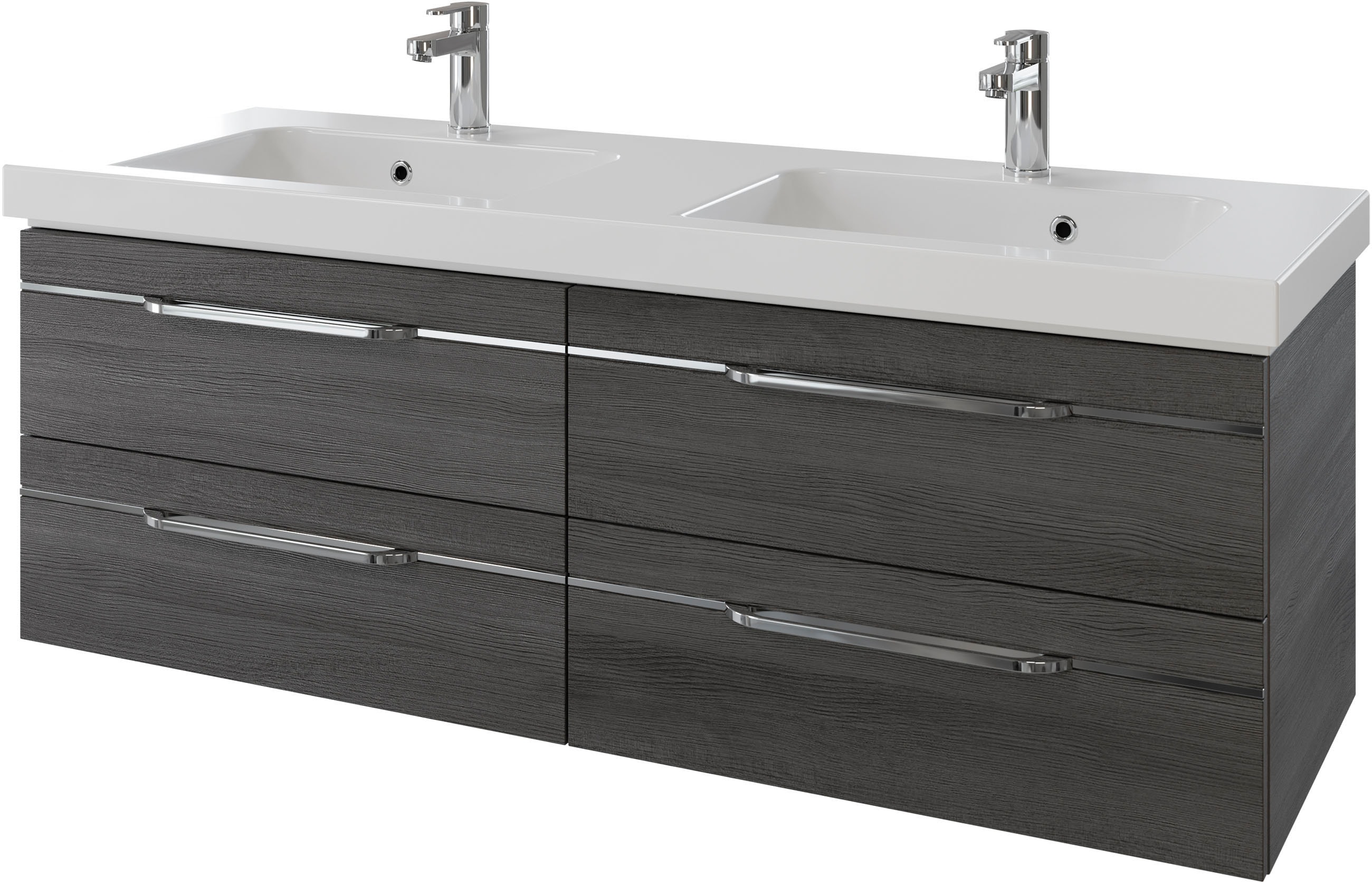 Thumbnail - Saphir Badmöbel-Set "Balto 2-teilig Mineralmarmor-Doppelwaschtisch mit LED-Spiegel" 2 Stk. tlg.