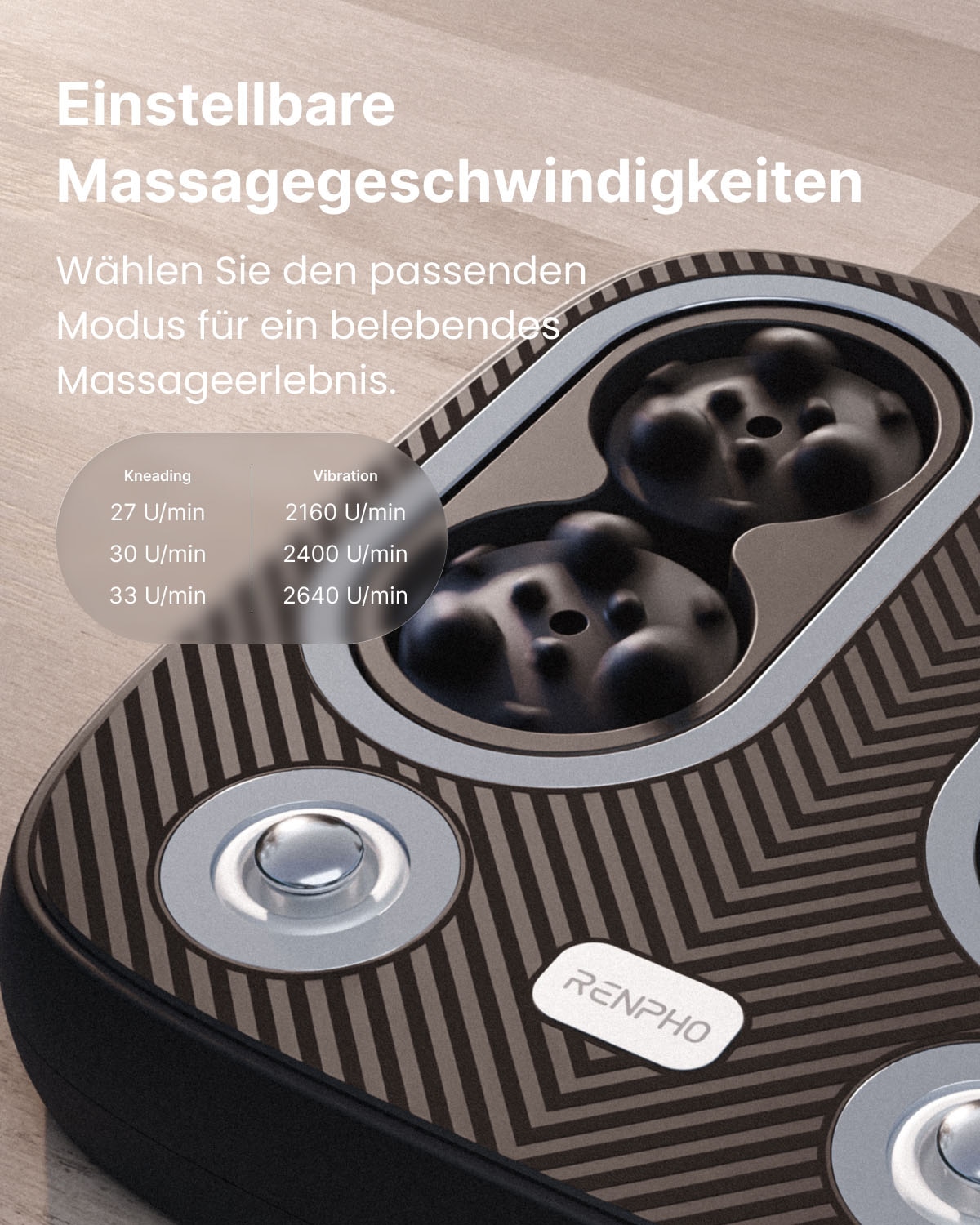 Renpho Fußmassagegerät »Terea Sole« Fußsohlenmassage: Kneten, Wärme, 3 Modi/Stufen, USB-C-Akku