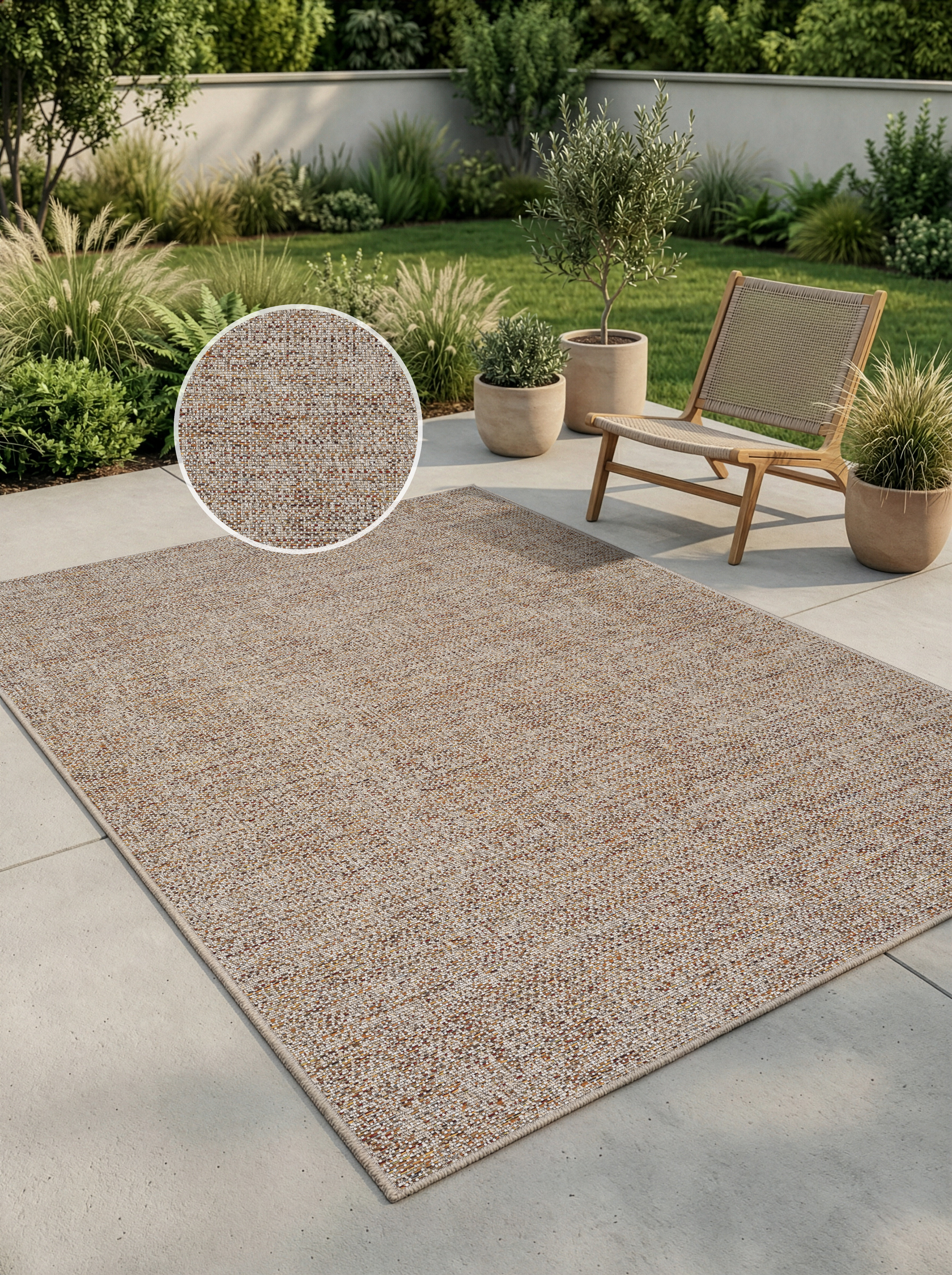 OTTO home Teppich "Lennor, In- und Outdoor geeignet, Balkon, Camping" rechteckig 8 mm Höhe Wetterfest & UV-beständig, meliert, Sisal-Optik, Esszimmer, Wohnzimmer
