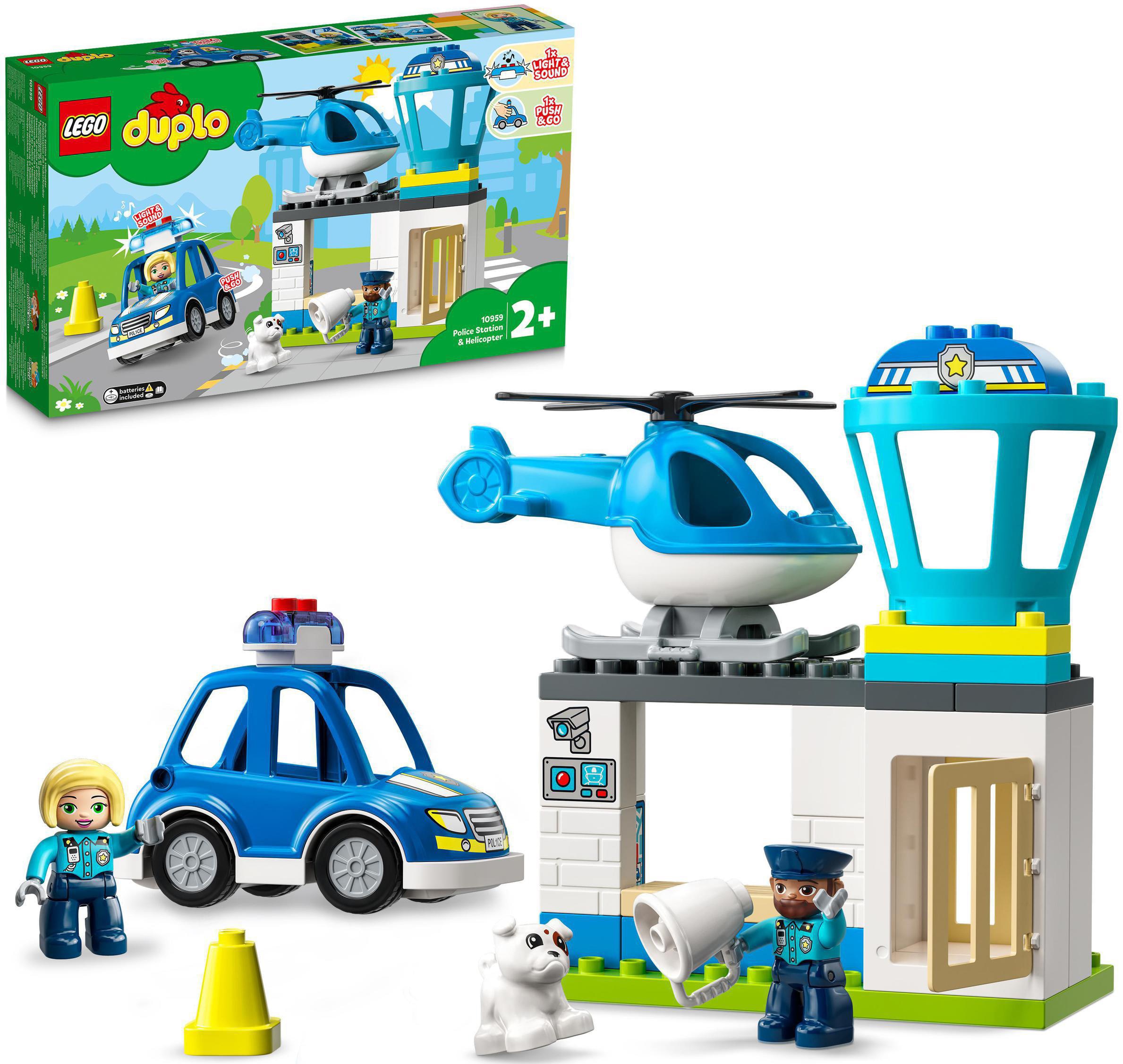 LEGO® Konstruktionsspielsteine »Polizeistation mit Hubschrauber (10959),  LEGO® DUPLO«, (40 St.), mit Sirene und Licht; Made in Europe | BAUR