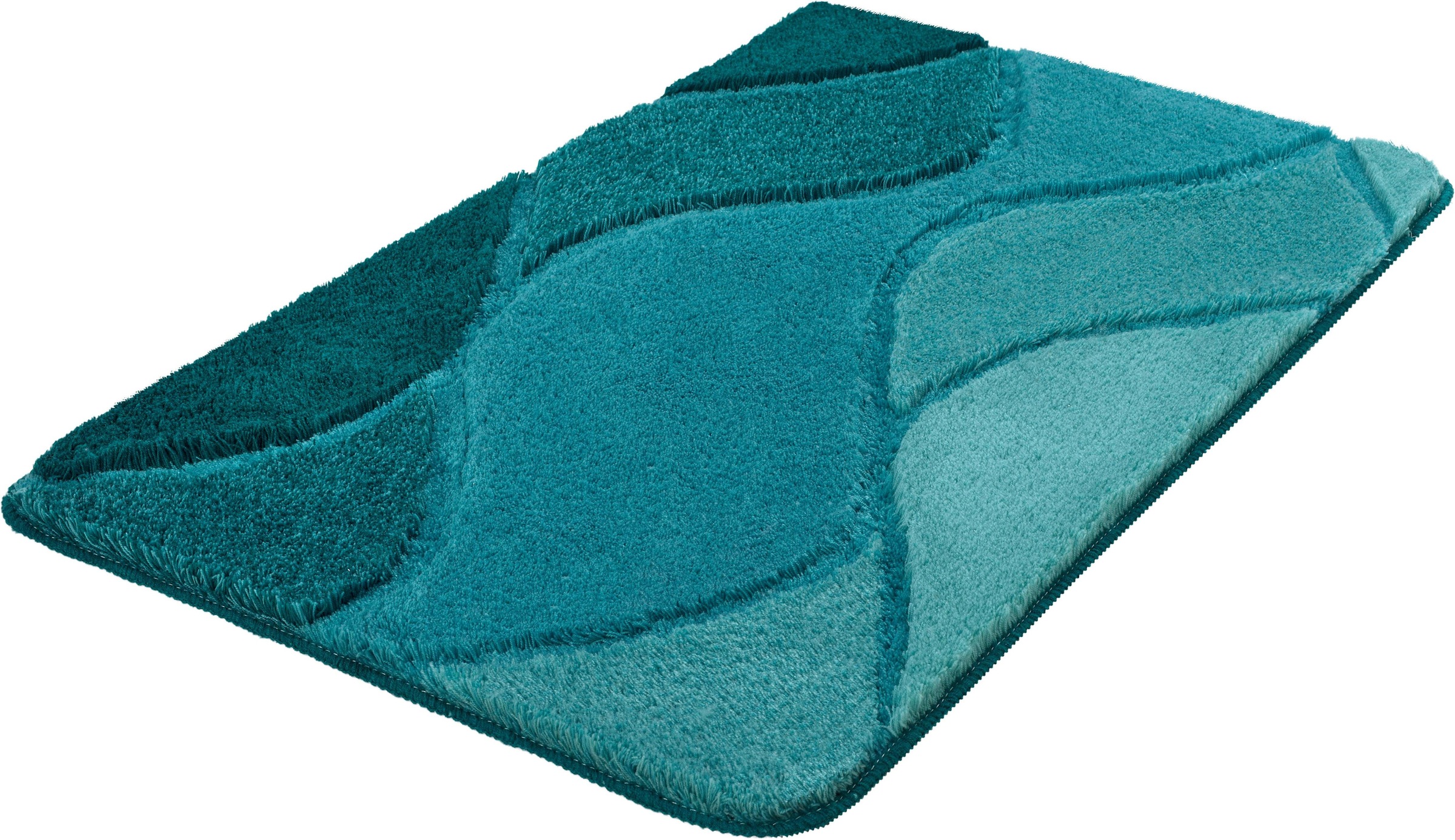 Kleine Wolke Badematte "Fiona, Badvorleger, Badezimmer Teppich" Höhe 20 mm rutschhemmend beschichtet fußbodenheizungsgeeignet Badteppich, modernes Wellen Design, Hoch-Tief Effekt, waschbar