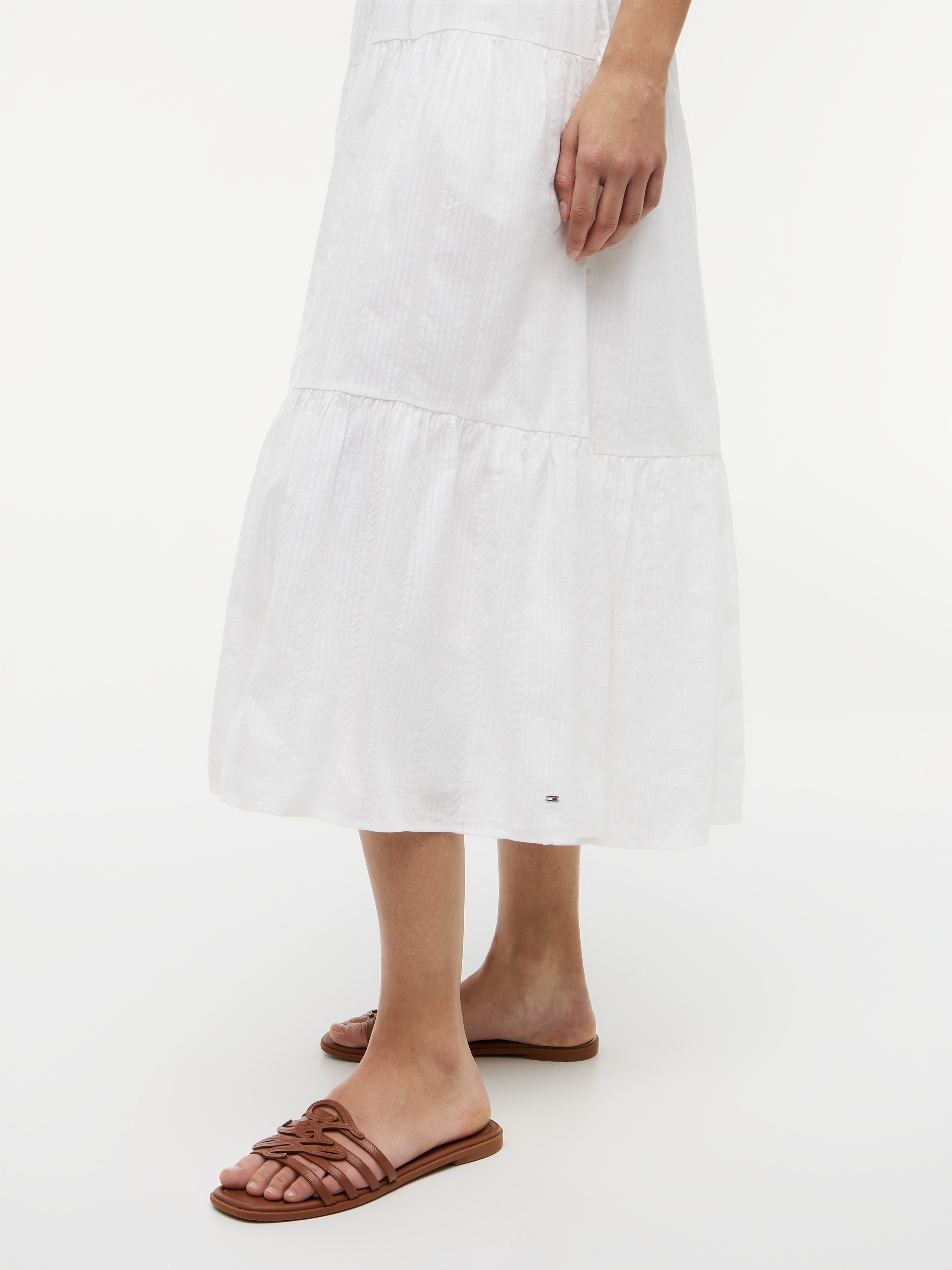 Tommy Hilfiger Trägerkleid »SMOCK TIE NS MIDI DRESS« Ohne Tasche Baumwollmischung, Smok-Einsatz