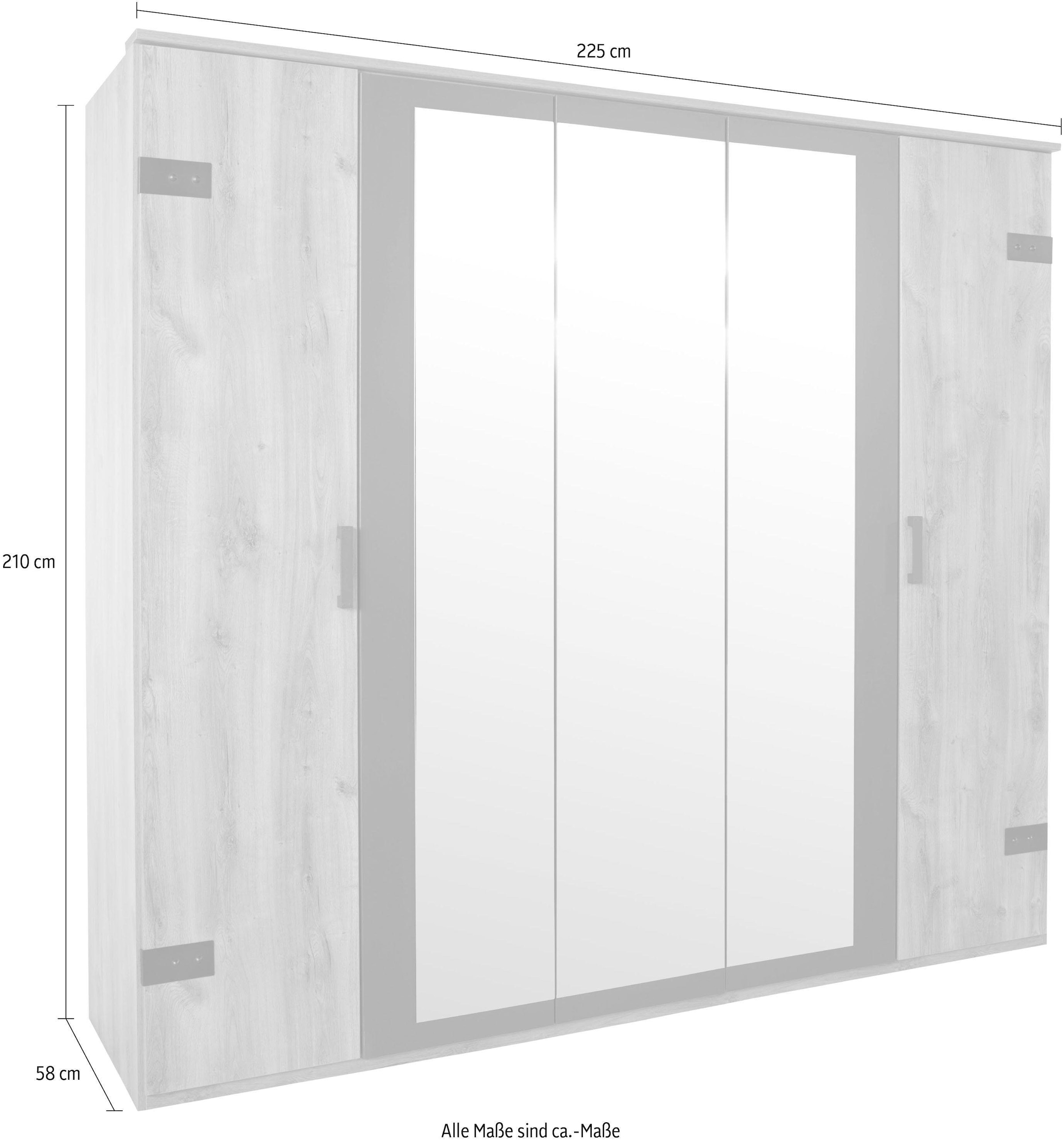 Wimex Drehtürenschrank »Malmö, Kleiderschrank mit Spiegel, Made in Germany«, im Industrial Look, 180 oder 225cm breit