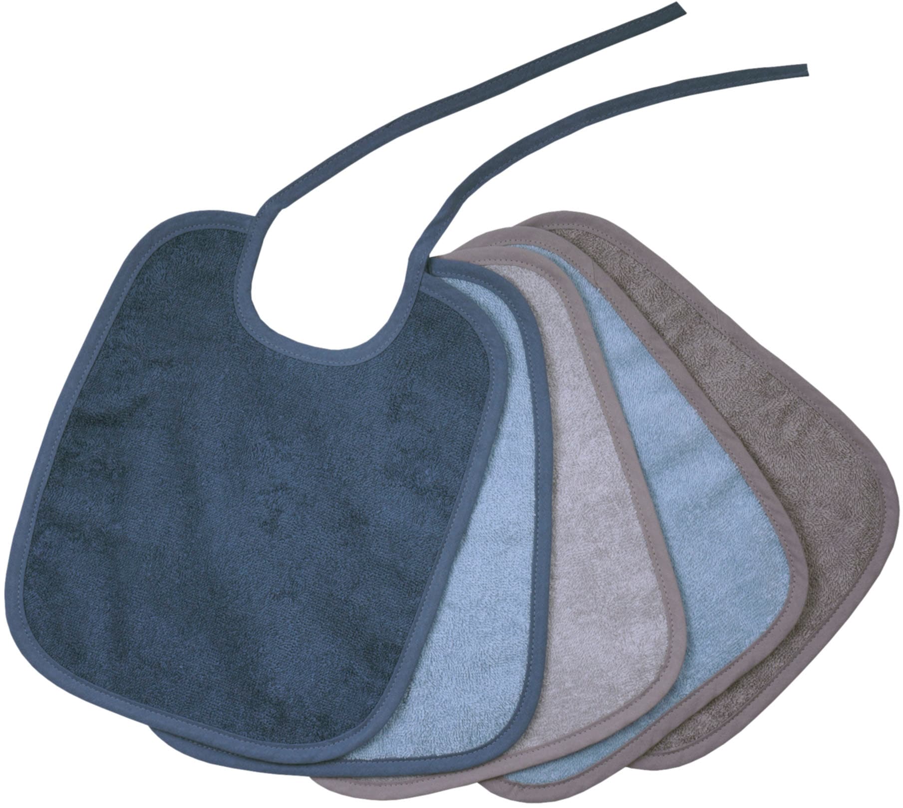 WÖRNER Baby Lätzchen "Bindelätzchen 5er Pack 25x30 cm"stahl, Obermaterial: 100% Baumwolle, Lätzchen, großes Set, maschinenwaschbar, trocknergeeignet