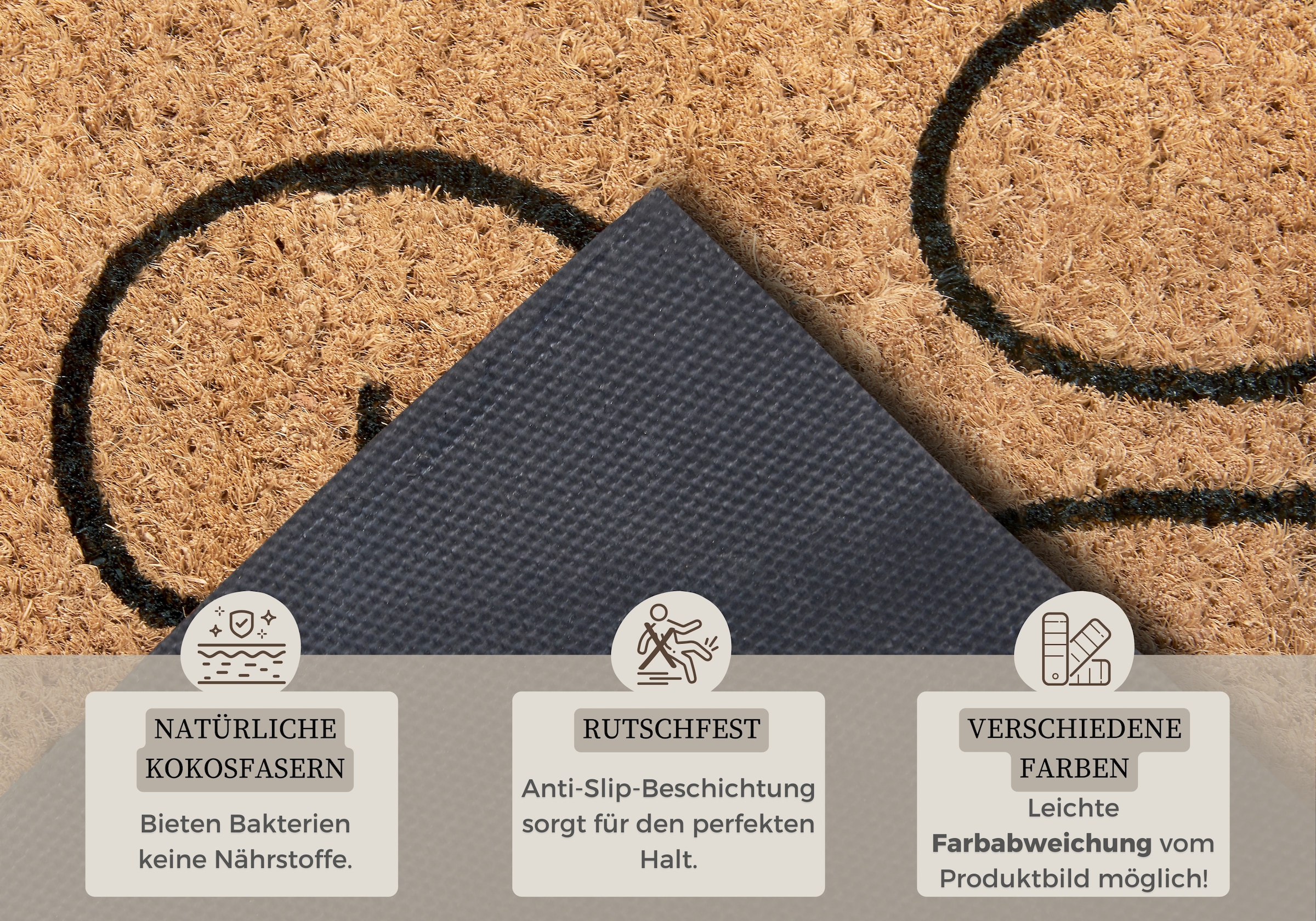 HANSE Home Fußmatte »Mix Mats Kokos Gin, Türmatte«, rechteckig, 15 mm Höhe, Kokos, Schmutzfangmatte, Outdoor, Rutschfest, Innen, Kokosmatte, Flur