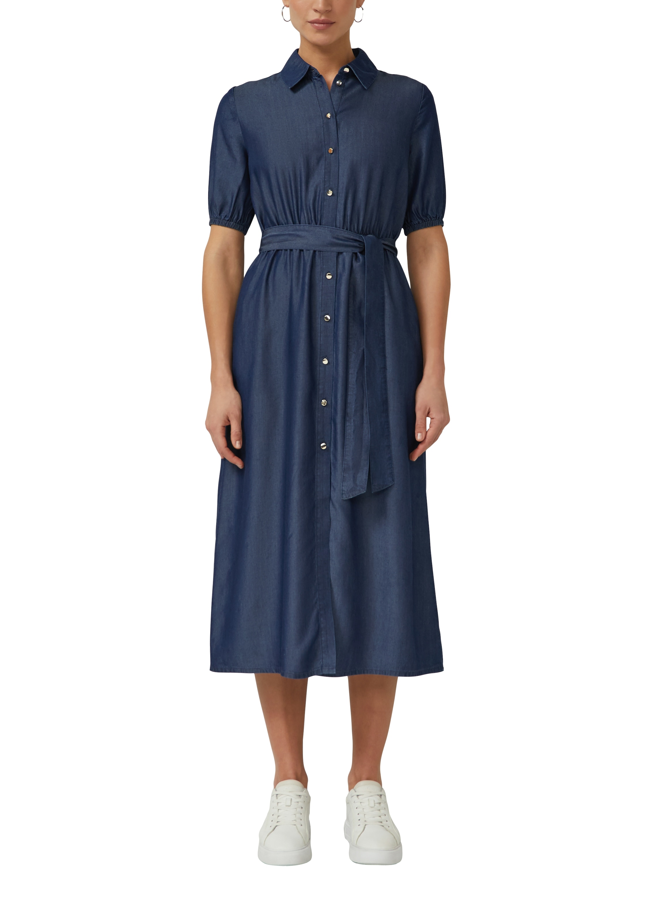 s.Oliver BLACK LABEL Hemdblusenkleid Ohne Taschen mit Bindegürtel