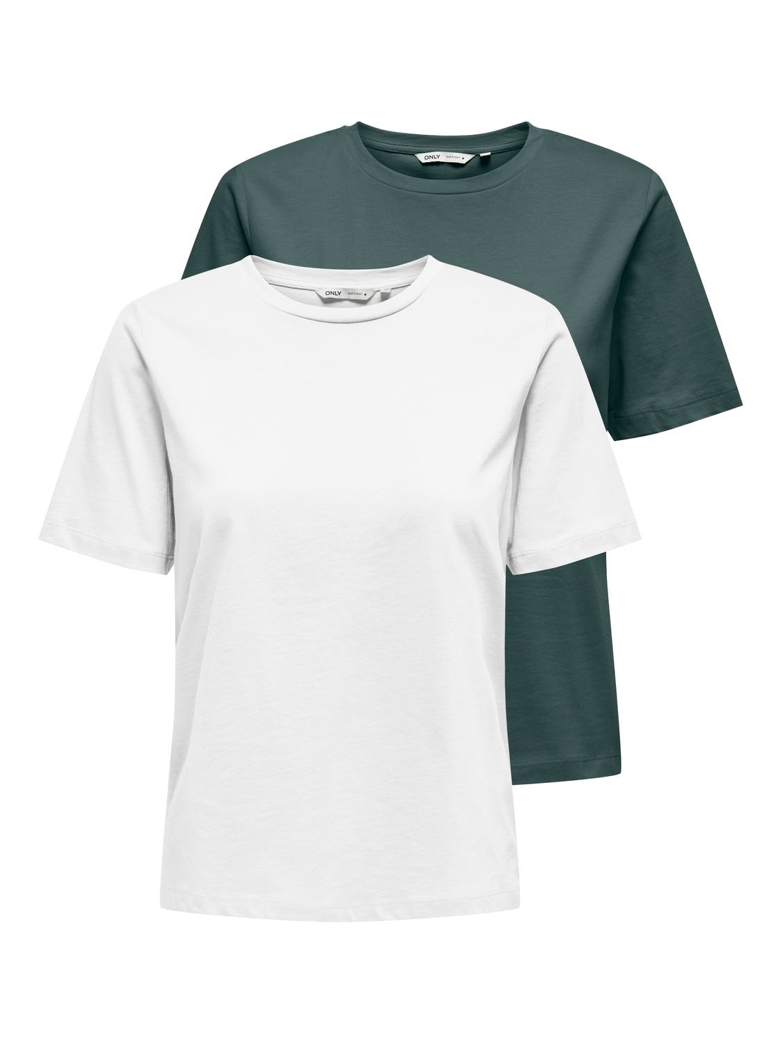 ONLY Kurzarmshirt »ONLONLY S/S TEE NOOS 2 PACK«, (Packung, 2 tlg.)