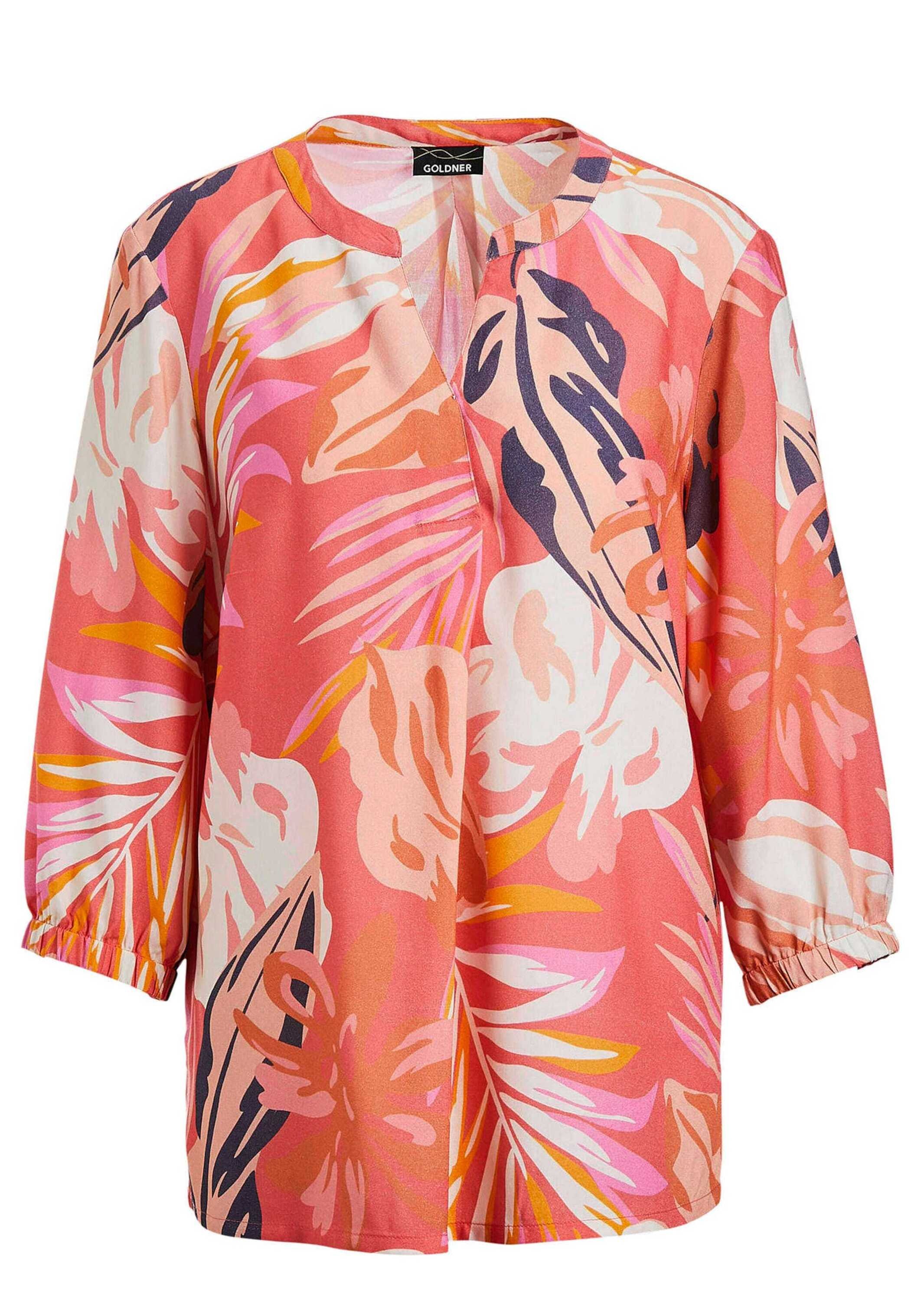GOLDNER Tunika »Rote Tunika mit Palmendruck«