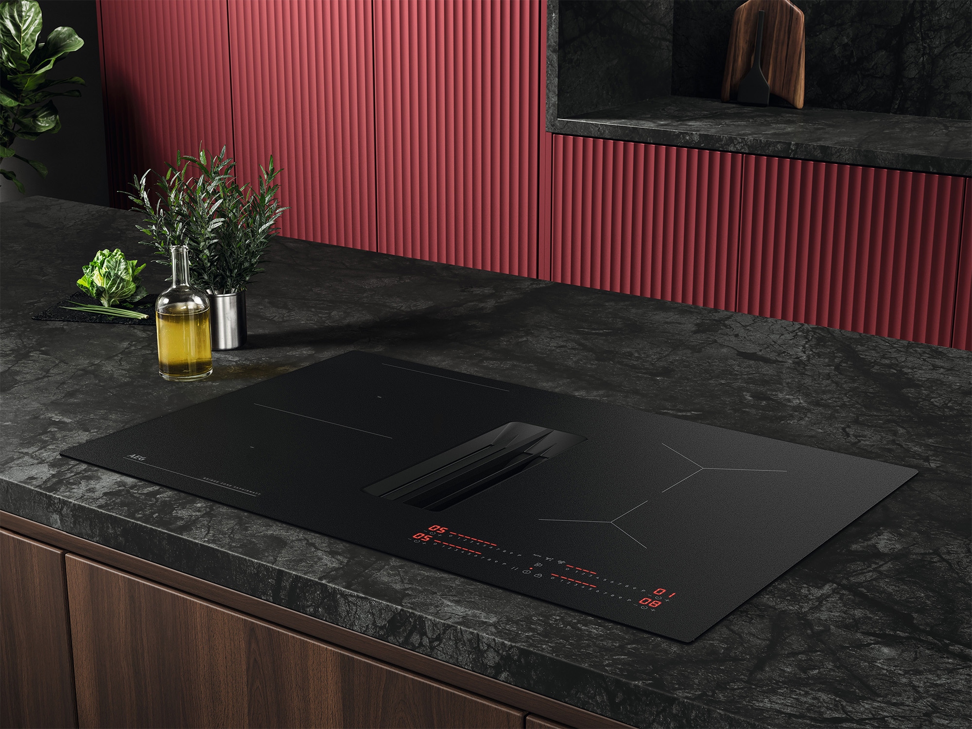 AEG Kochfeld mit Dunstabzug »TH84CB0BSZ« SaphirMatt® - 10× kratzresistenter & Anti Fingerprint, Made in Germany