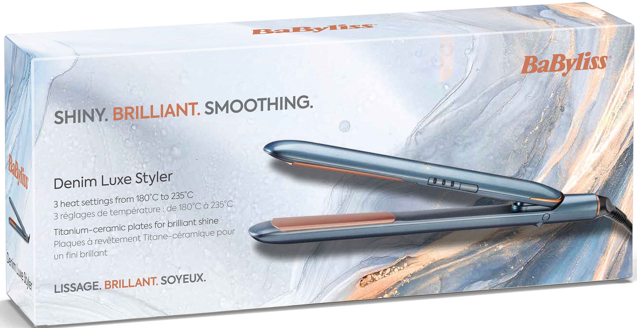BaByliss Glätteisen »Denim Luxe Glätteisen«, mit ultraglatten Titan-Keramik-Platten für brillanten Glanz