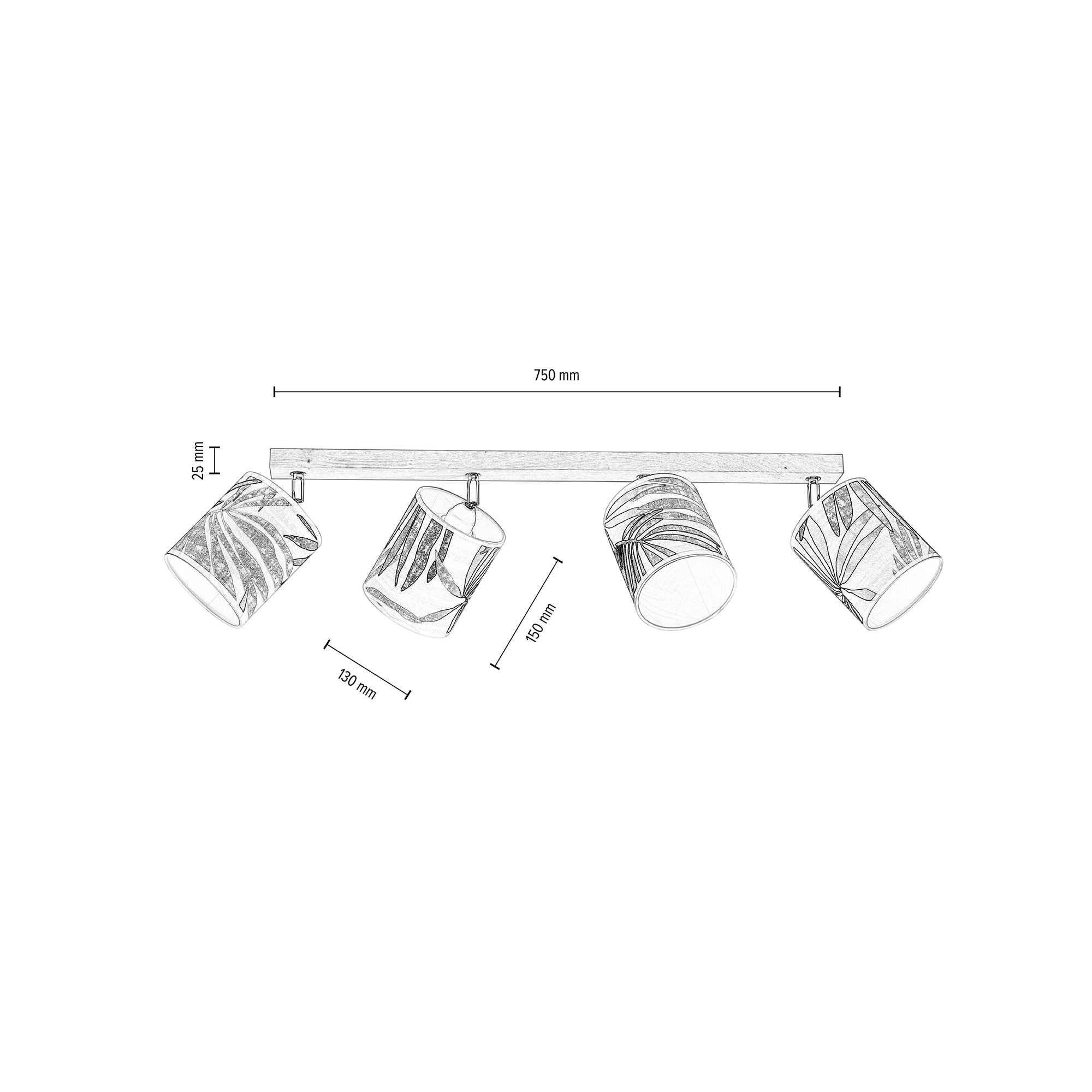 BRITOP LIGHTING Deckenleuchte Baldachin Tapete, flammig-flammig, | BAUR aus Eichenholz laminierter aus »HOJA«, Schirme 4