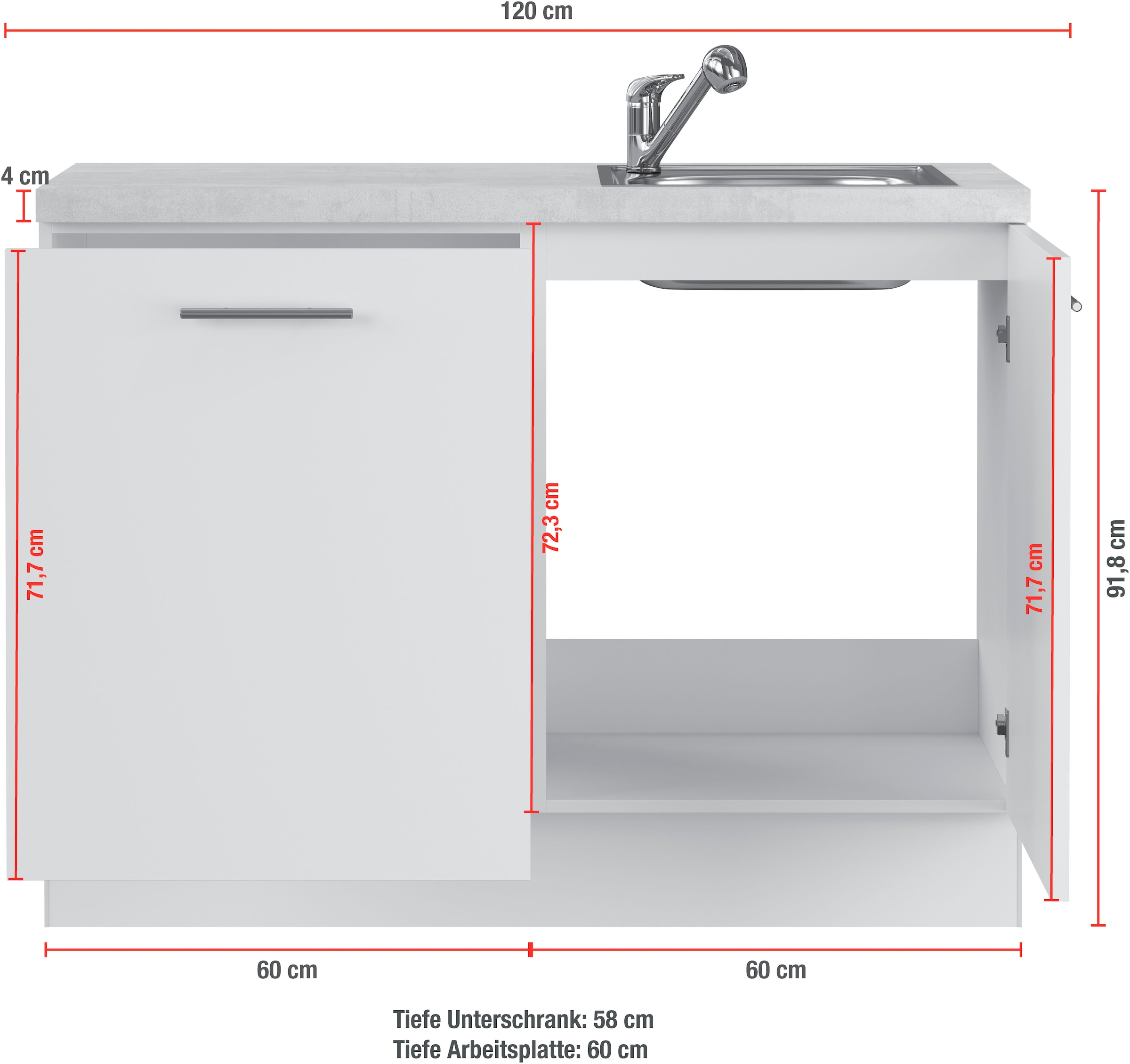 IMPULS KÜCHEN Mehrzweckschrank-Set »Warschau«, (6 St., Spülenschrank und Wäschekorbschrank, Breite 120 cm), Vielfältige Varianten verfügbar; kombinierbar mit anderen Artikeln