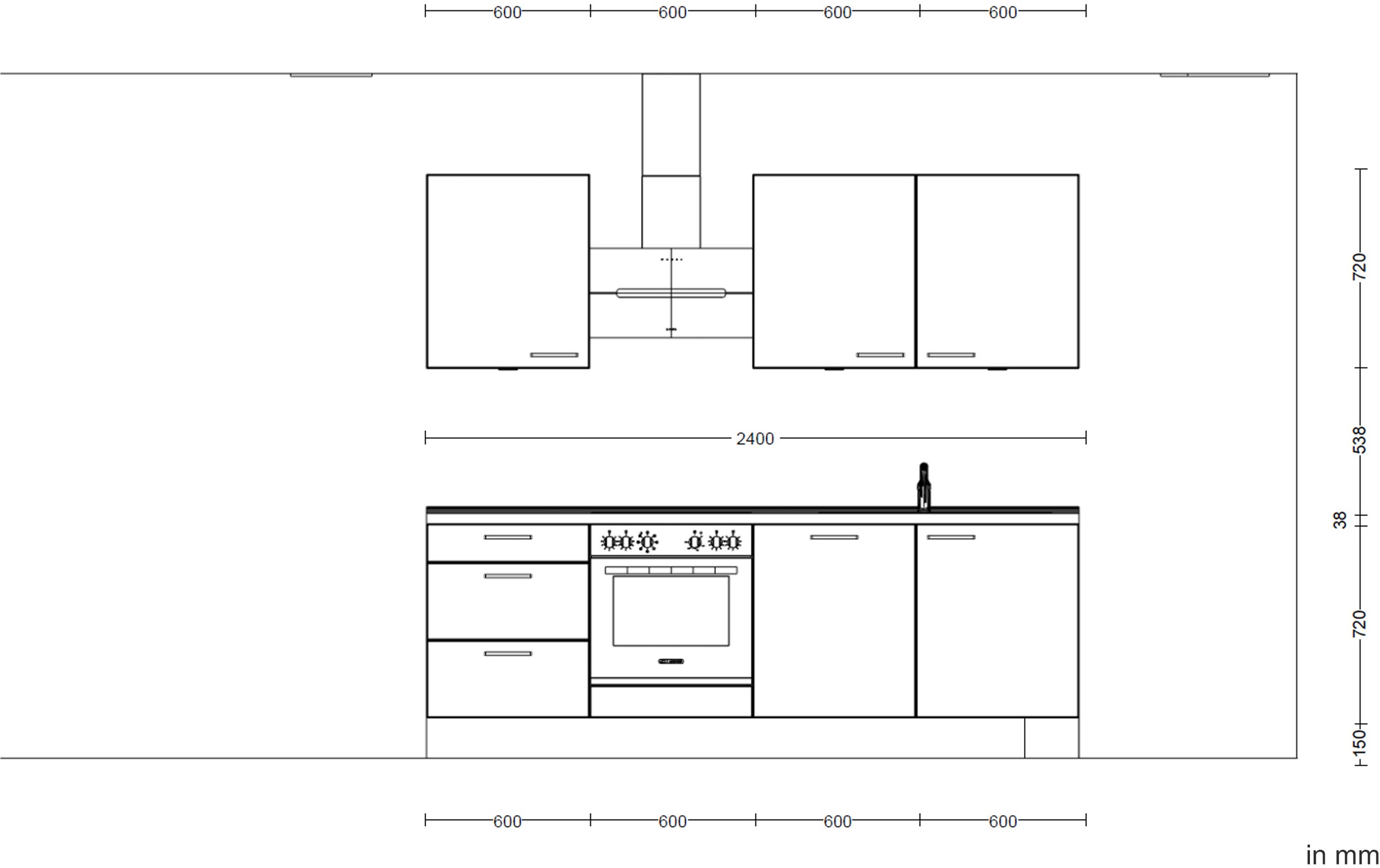 nobilia® Küchenzeile »"Touch II"«, vormontiert, Ausrichtung wählbar, Breite 240 cm, wahlw. mit E-Geräten