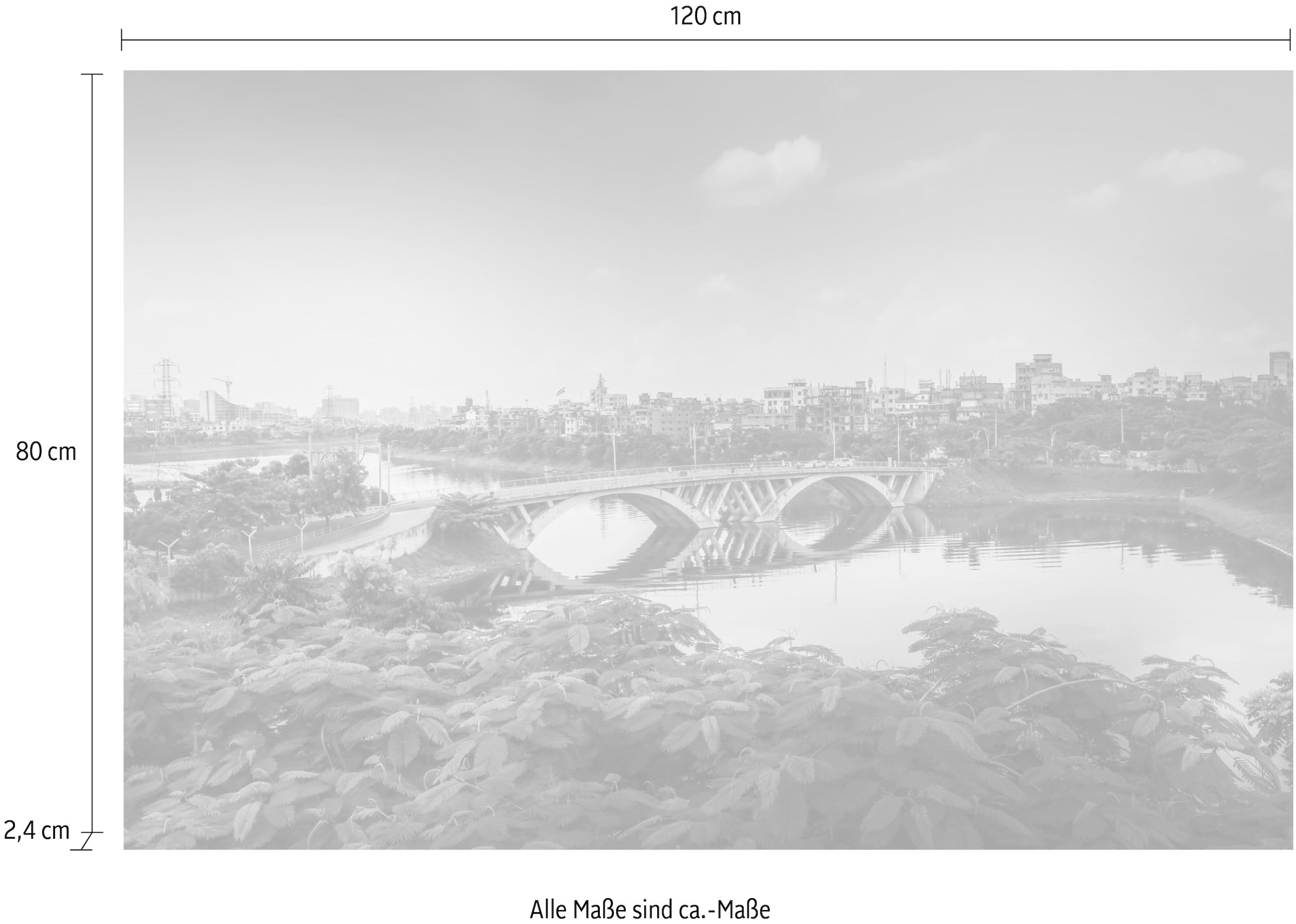 queence Acrylglasbild »Brücke«, Brücken-Pflanzen-Himmel, Fine Art-Print in Galeriequalität