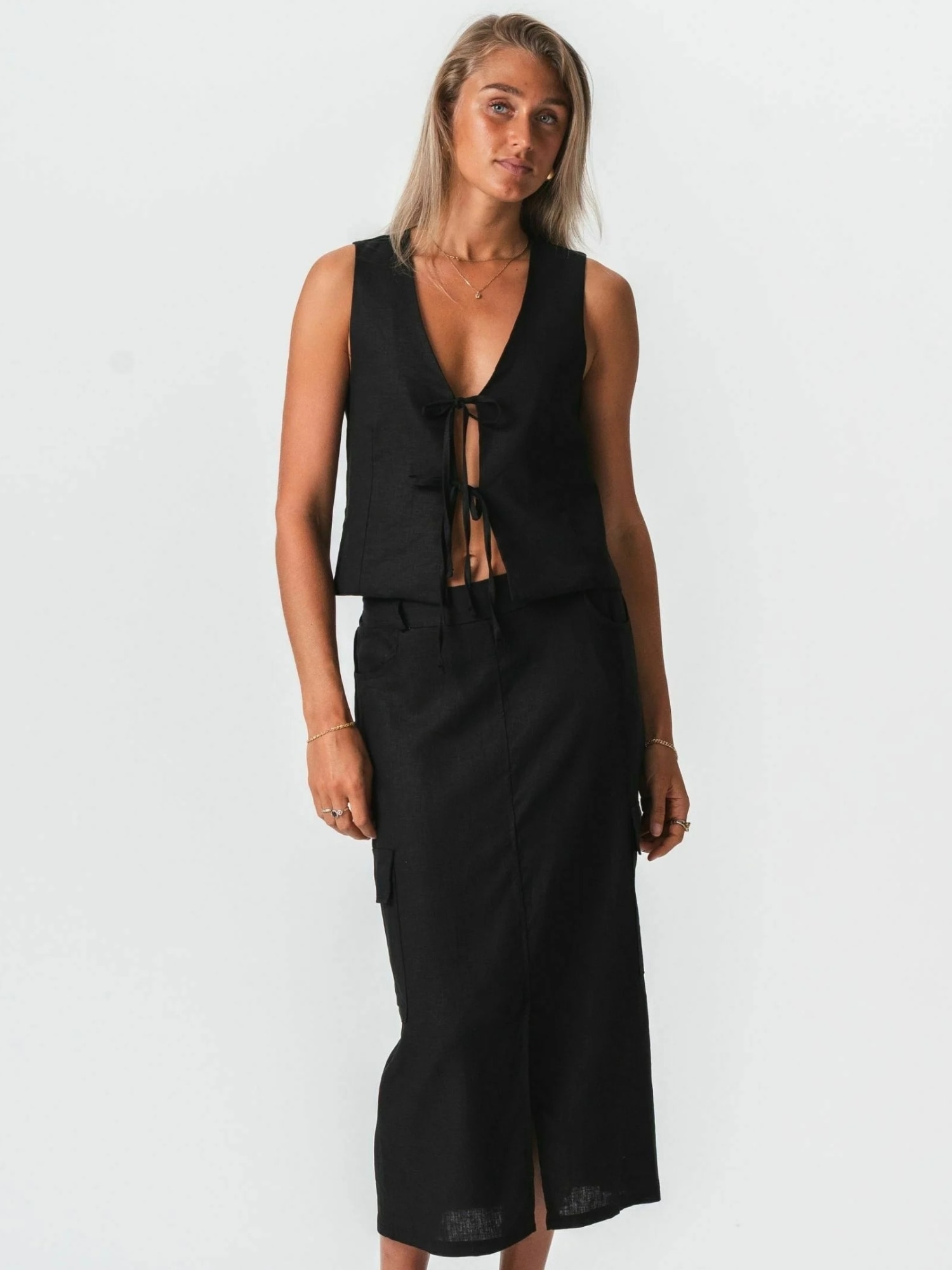 TeeShoppen Midirock »TEESHOPPEN Skirt Hør«