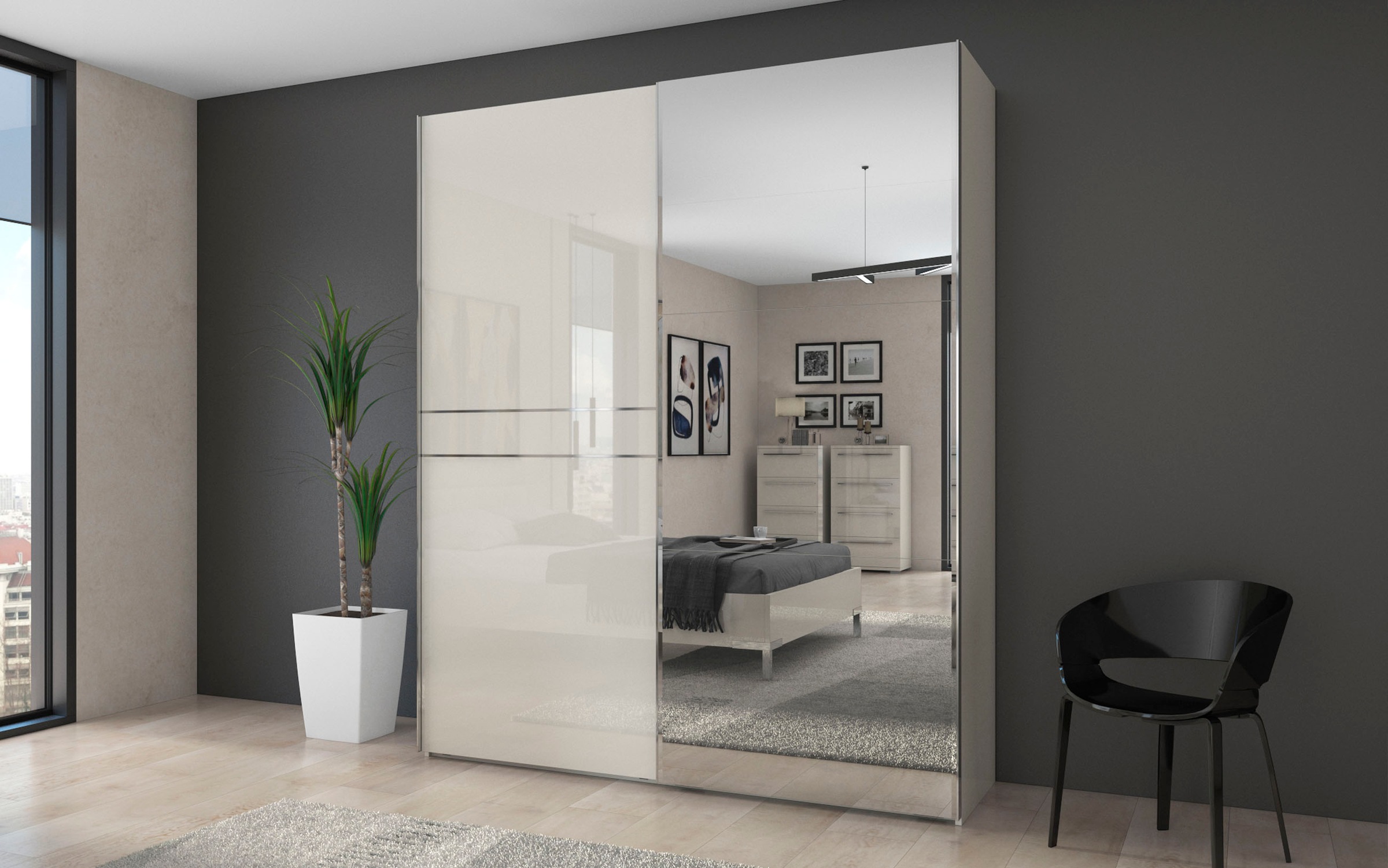 Places of Style Schwebetürenschrank "Piano, mit Einlegeböden und Kleidersta günstig online kaufen