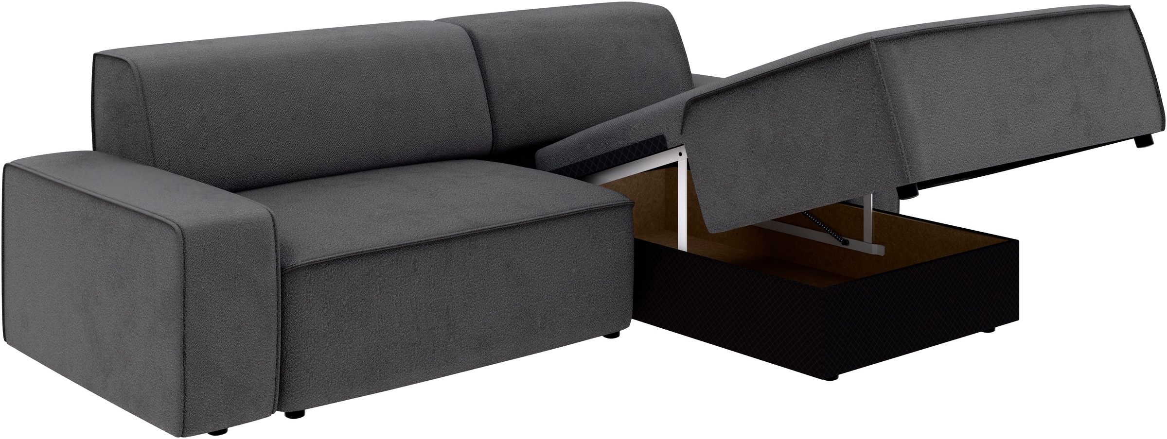 TRENDMANUFAKTUR Ecksofa »Graz, wahlweise mit Sitzvorschub und Bettkasten, L-Form, Breite 246 cm«, in Cord-, haustierfreundlichem LEO Struktur- oder LUMOS-3D-Bezug