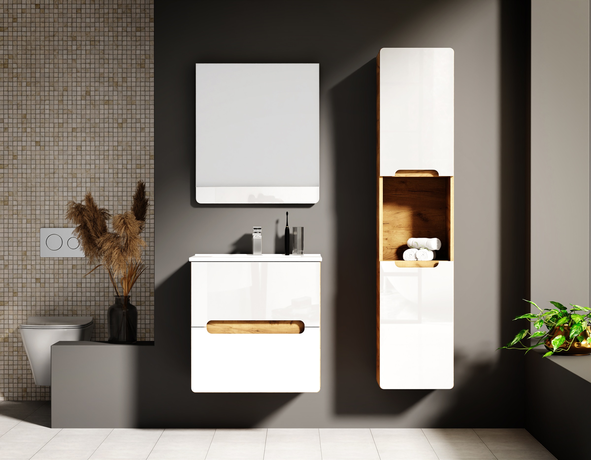 welltime Waschtisch "Lupo", Badschrank mit Waschbecken,Soft Close,in versch günstig online kaufen