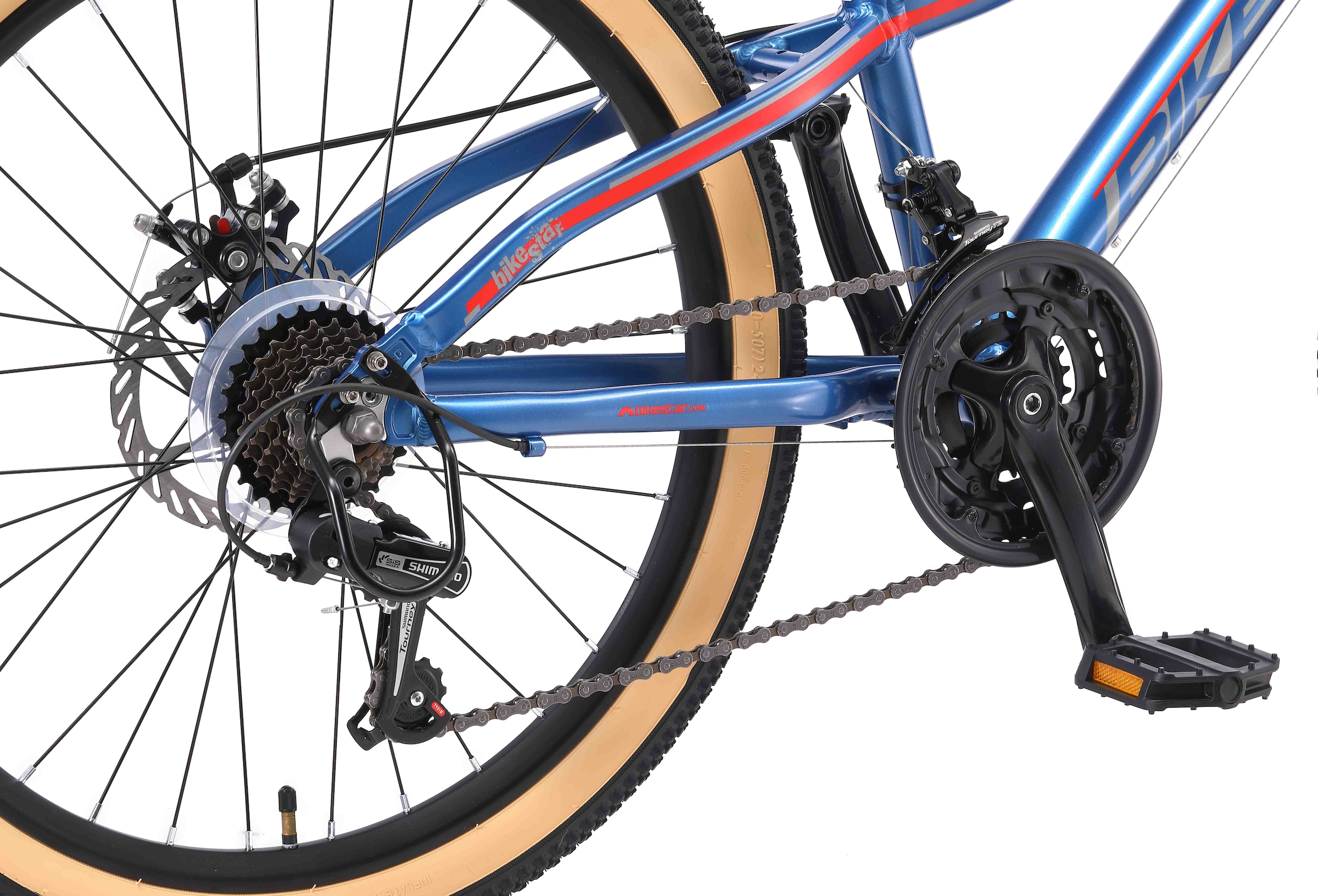 Bikestar Jugendfahrrad, 21 Gang, Shimano, RD-TY300 Schaltwerk, Kettenschaltung, für Damen und Herren, Kettenschaltung