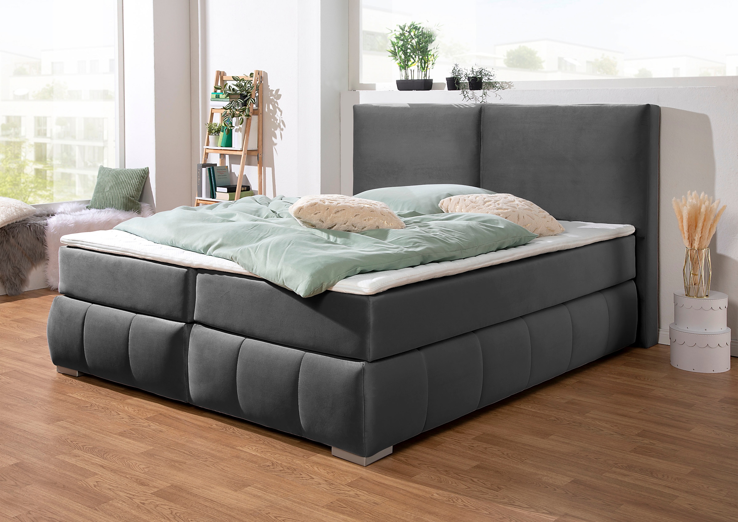 Home Affaire Wehma Boxspring Bed Gray 210x213cm