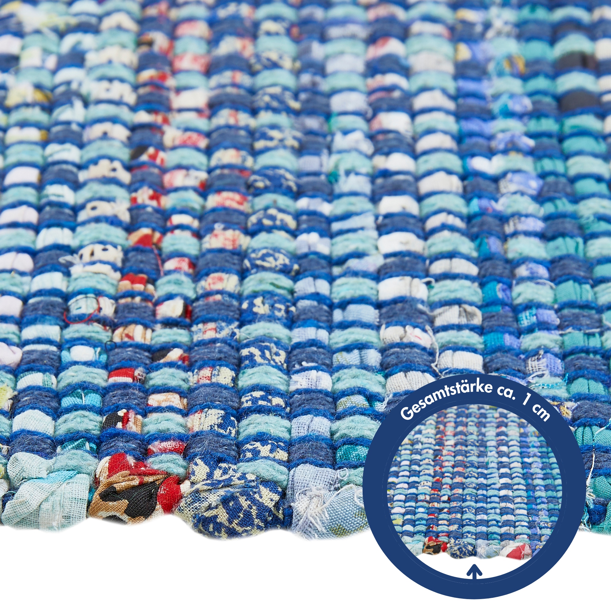 Andiamo Teppich »Frida« rechteckig 8 mm Höhe Handweb Teppich, Fleckerl, reine Baumwolle, handgewebt, mit Fransen