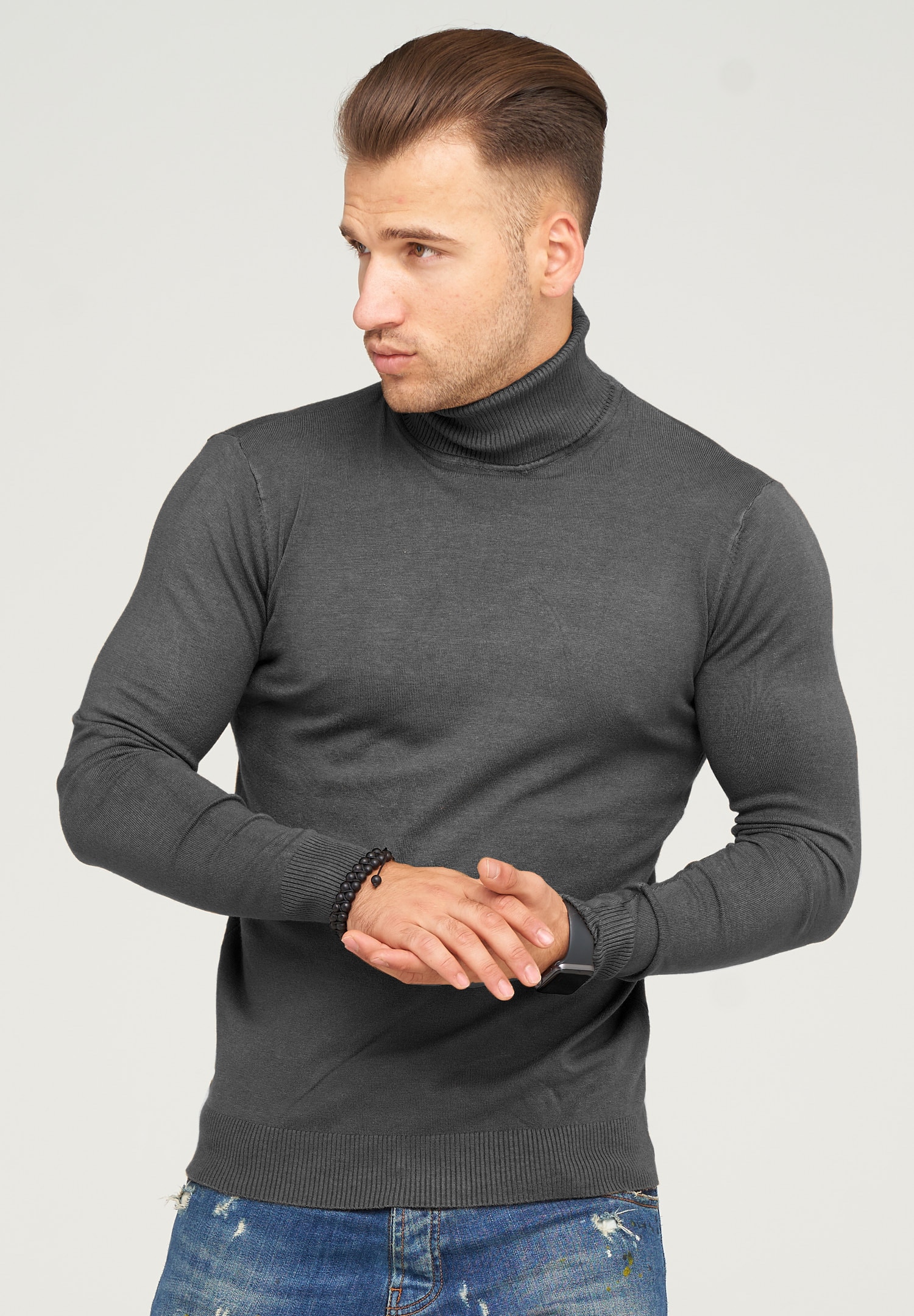 behype Rollkragenpullover "TIBERIUS", im modischen Slim Fit-Schnitt