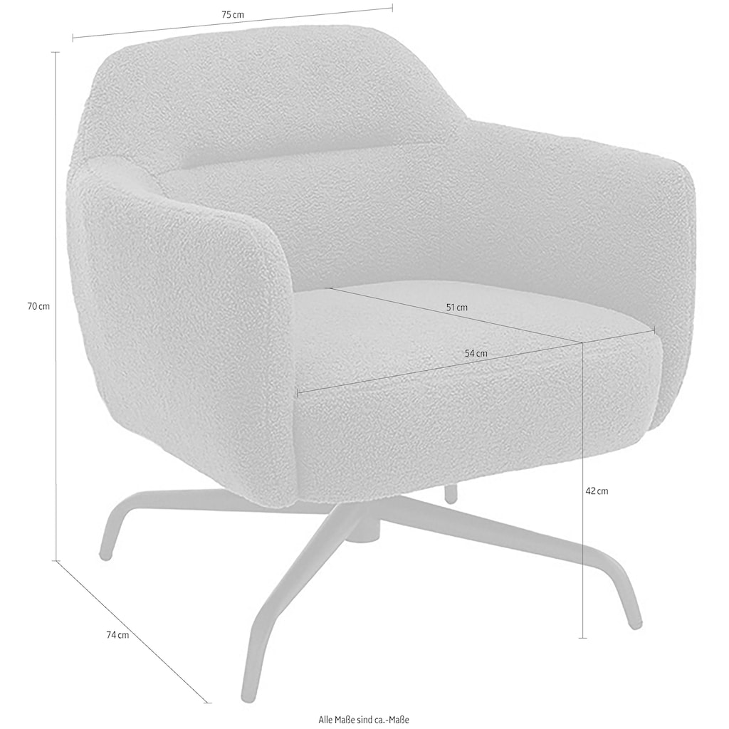 MCA furniture Loungesessel »TAJO Drehstuhl mit Armlehnen«, (1 St.), 360° drehbar