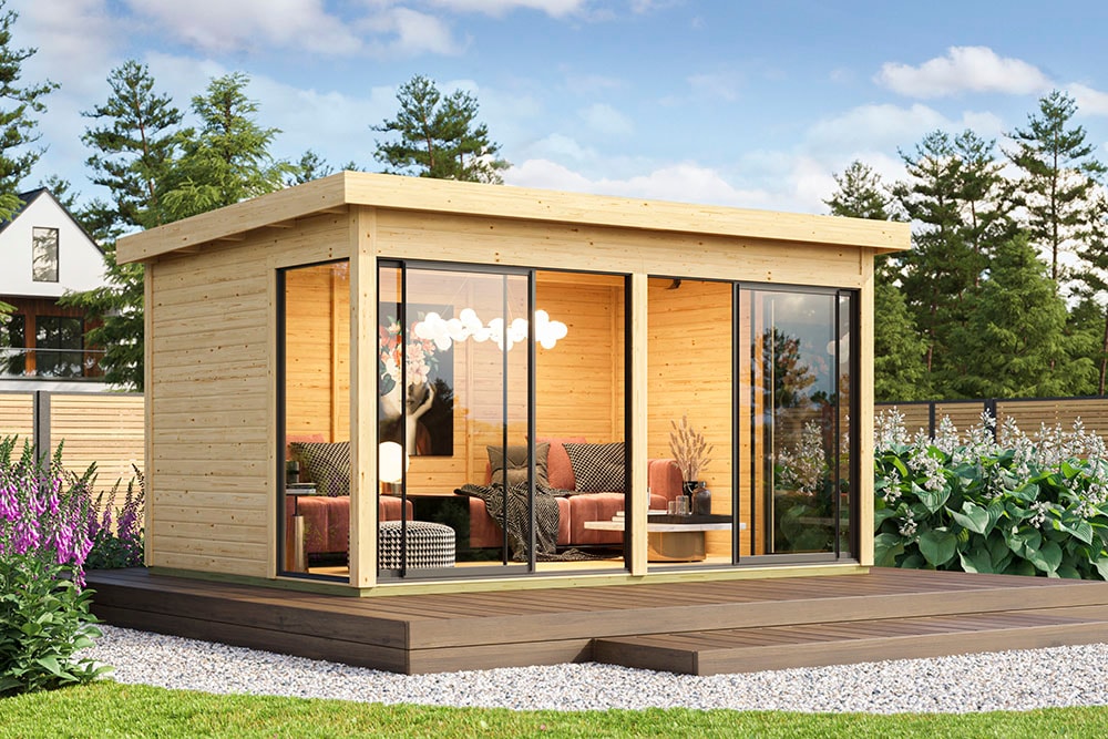 Karibu Gartenhaus "Ditsche 5" inkl. Massivholzfußboden, Made in Germany