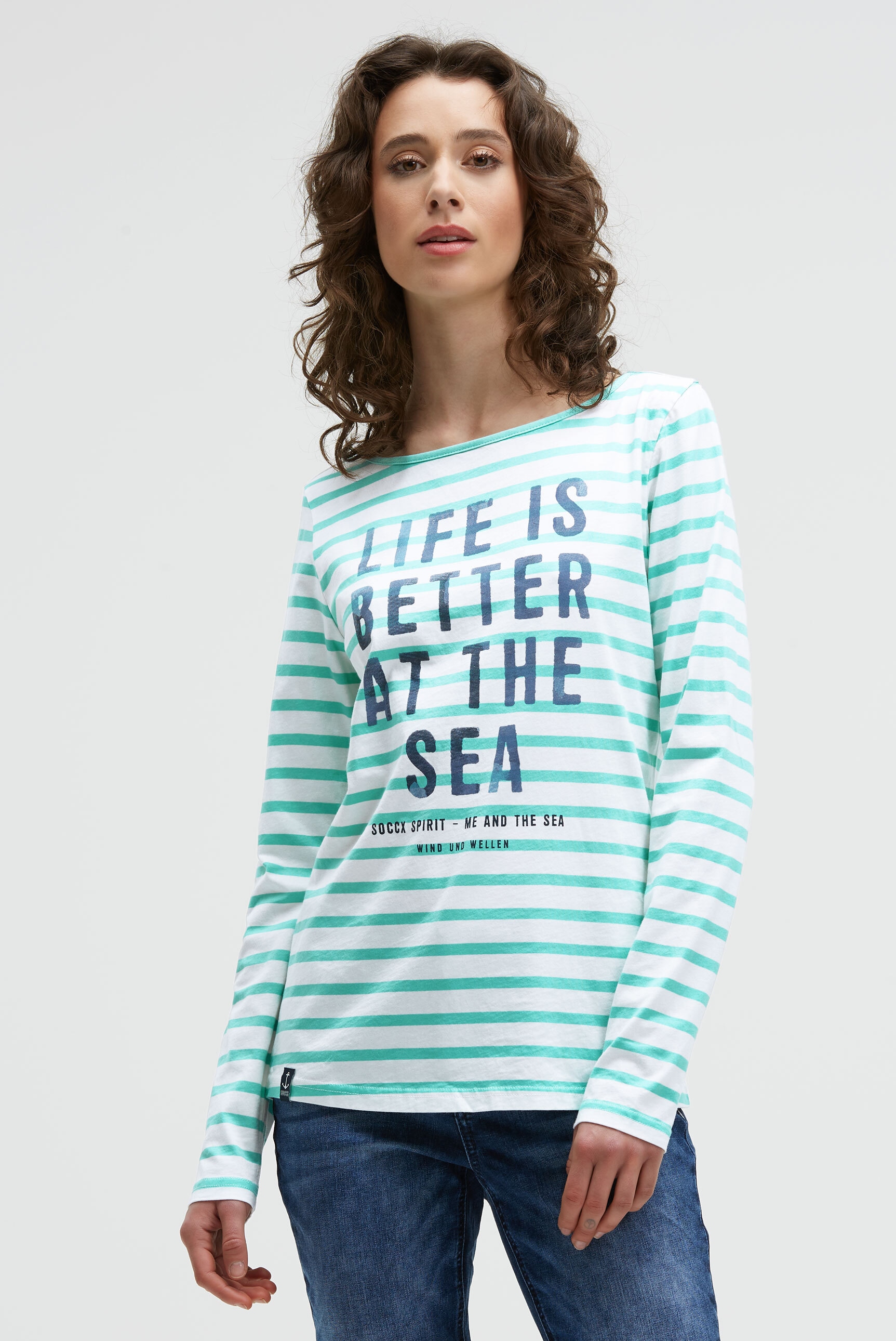 SOCCX Rundhalsshirt mit U-Boot-Ausschnitt günstig online kaufen